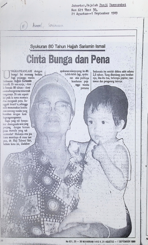 Syukuran 80 tahun Hajjah Sariamin Ismail : Cinta bunga dan pena