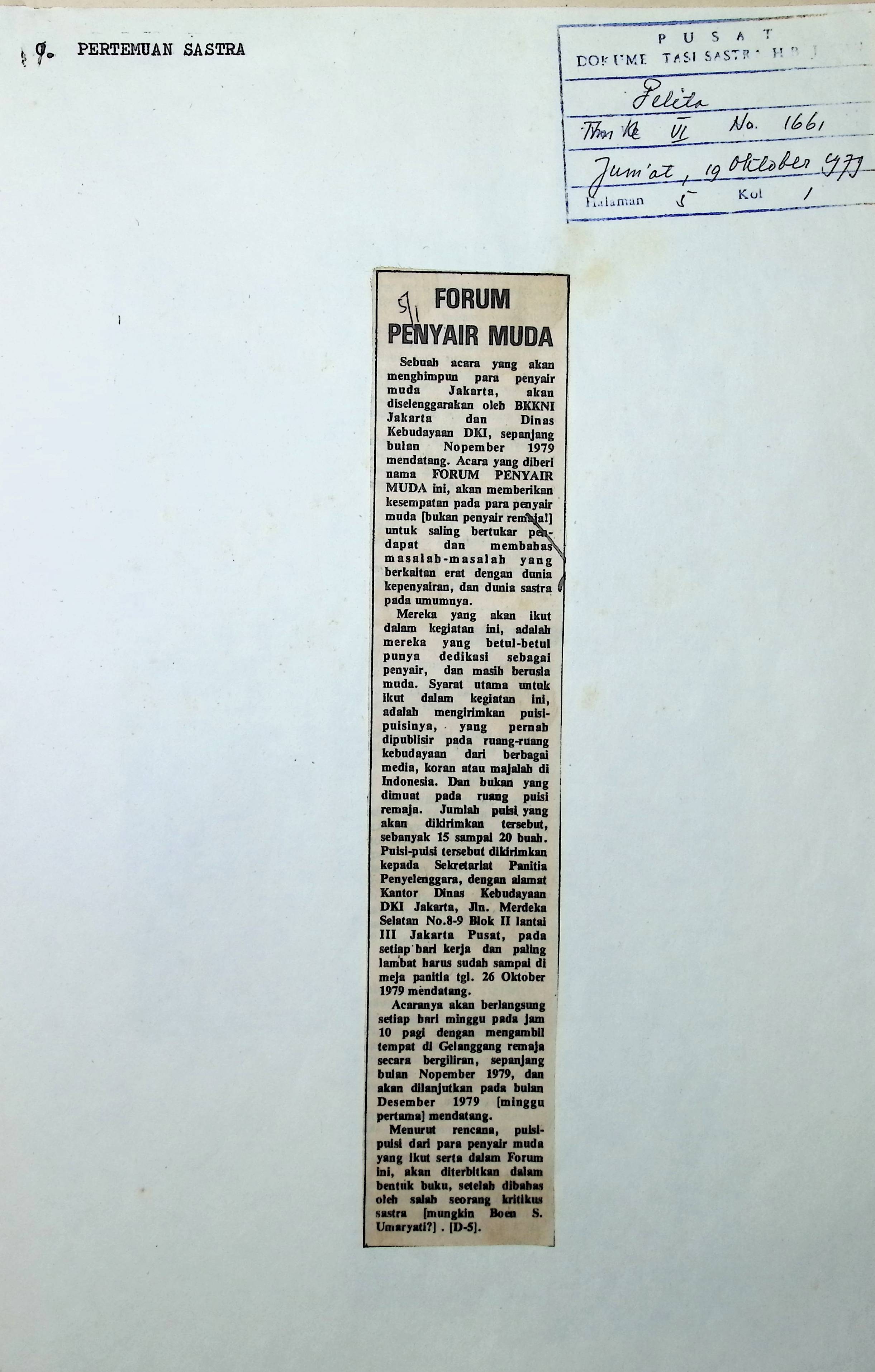 Forum penyair muda. 1