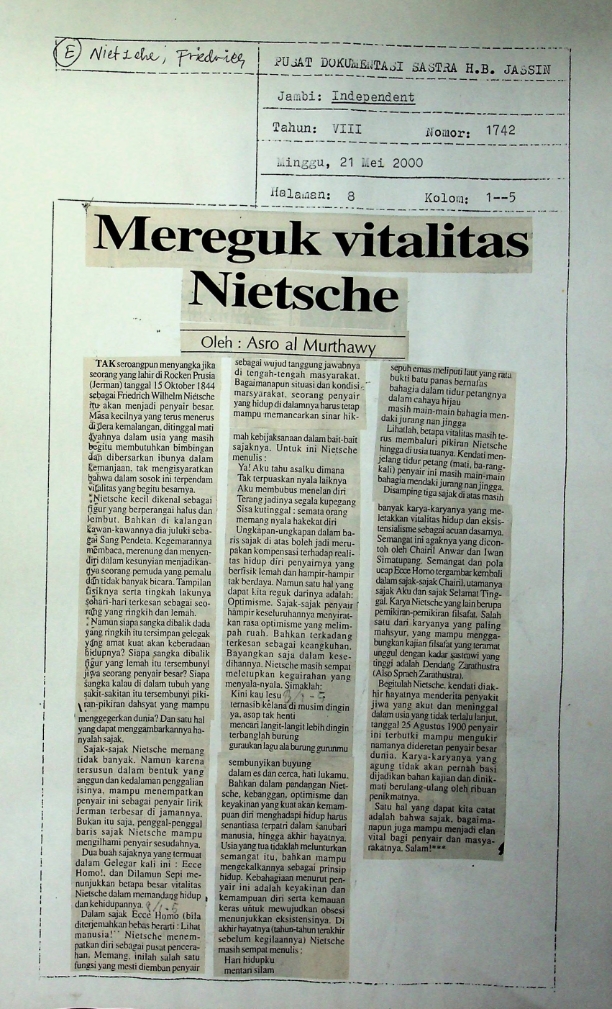 Mereguk vitalitas Nietsche