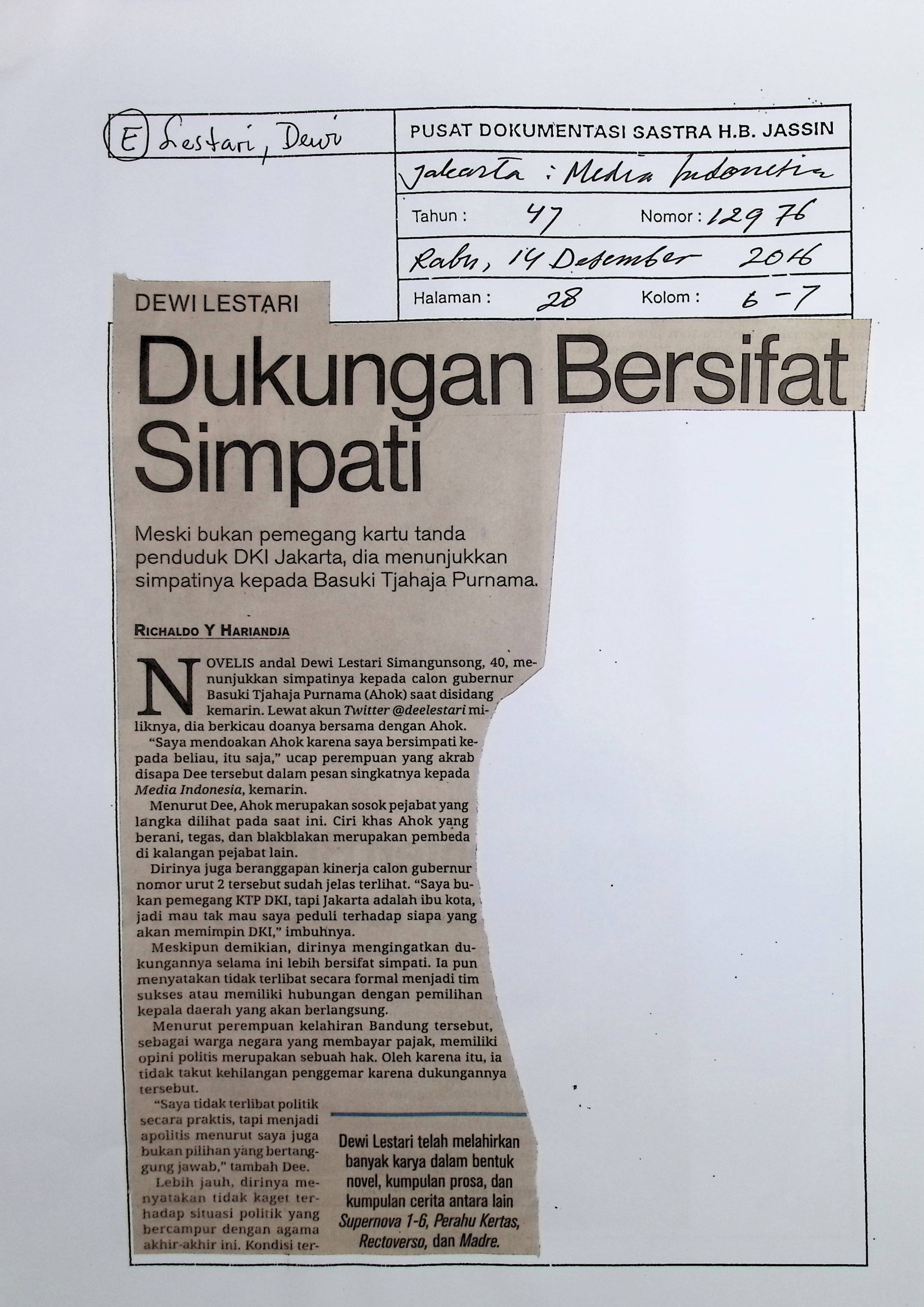Dukungan bersifat simpati