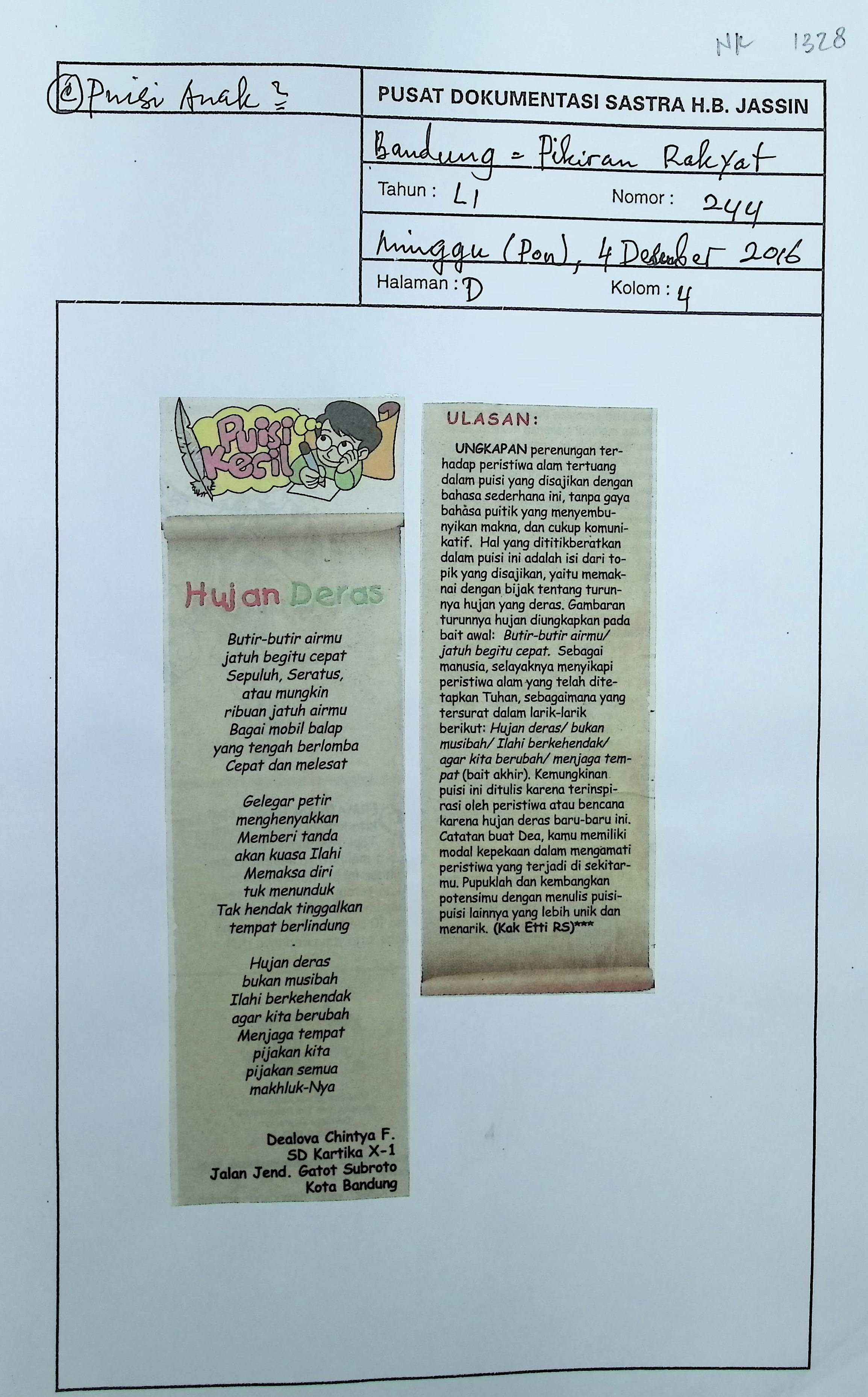 Puisi kecil. Hujan deras