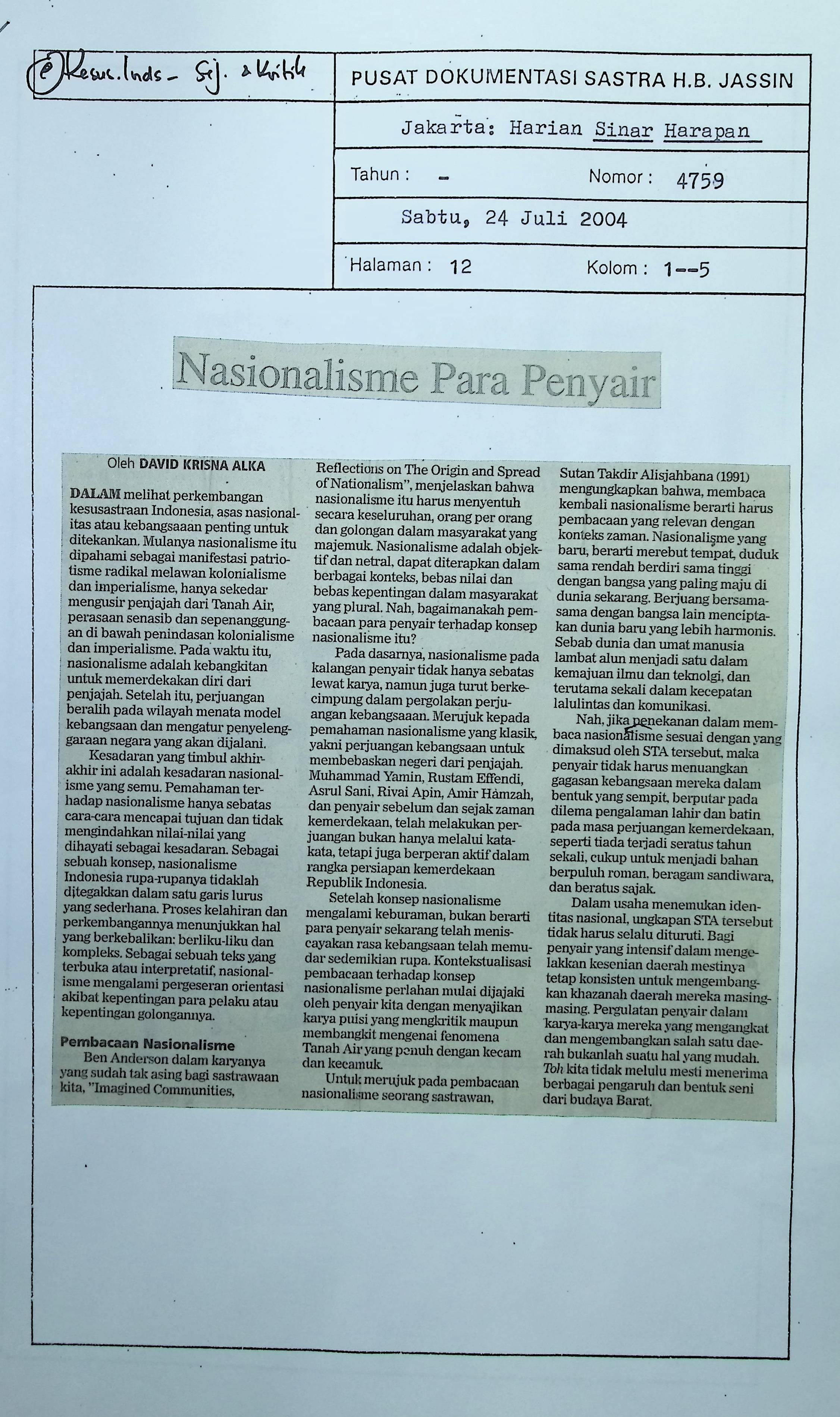 Nasionalisme para penyair