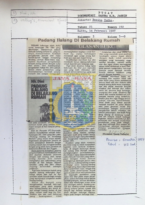 Ulasan buku : Padang ilalang di belakang rumah