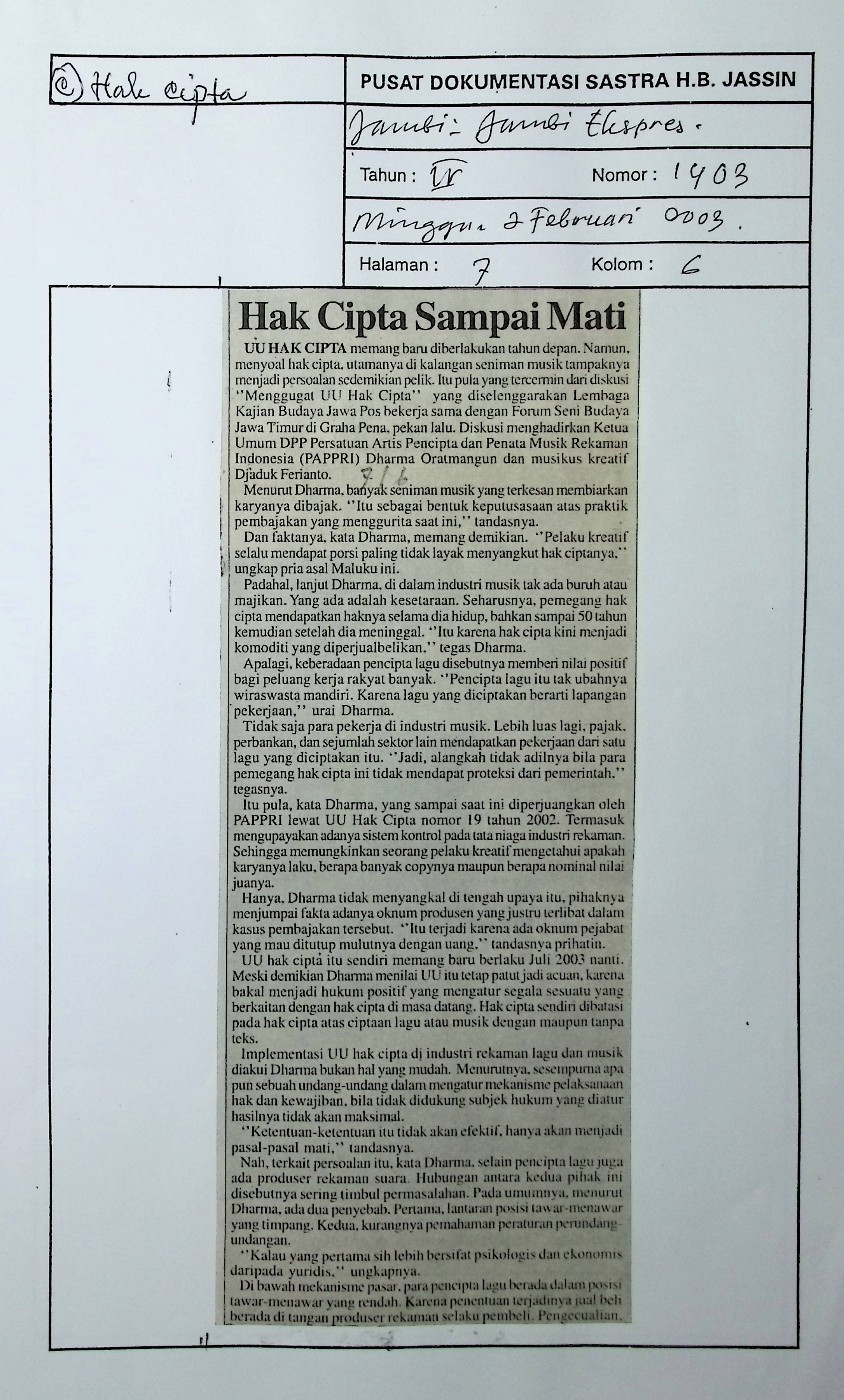 Hak cipta sampai mati