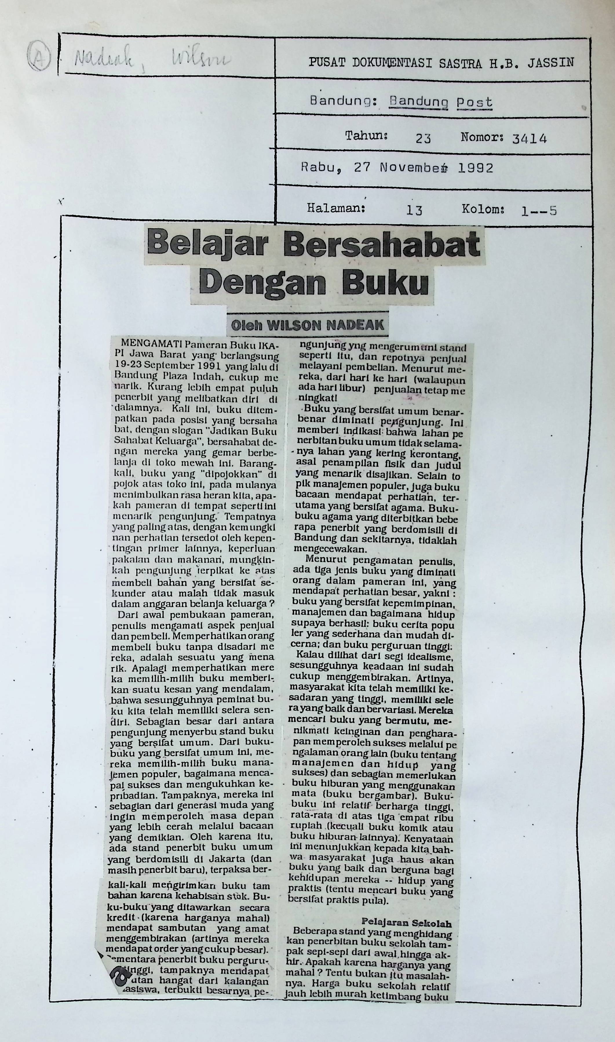 Belajar bersahabat dengan buku