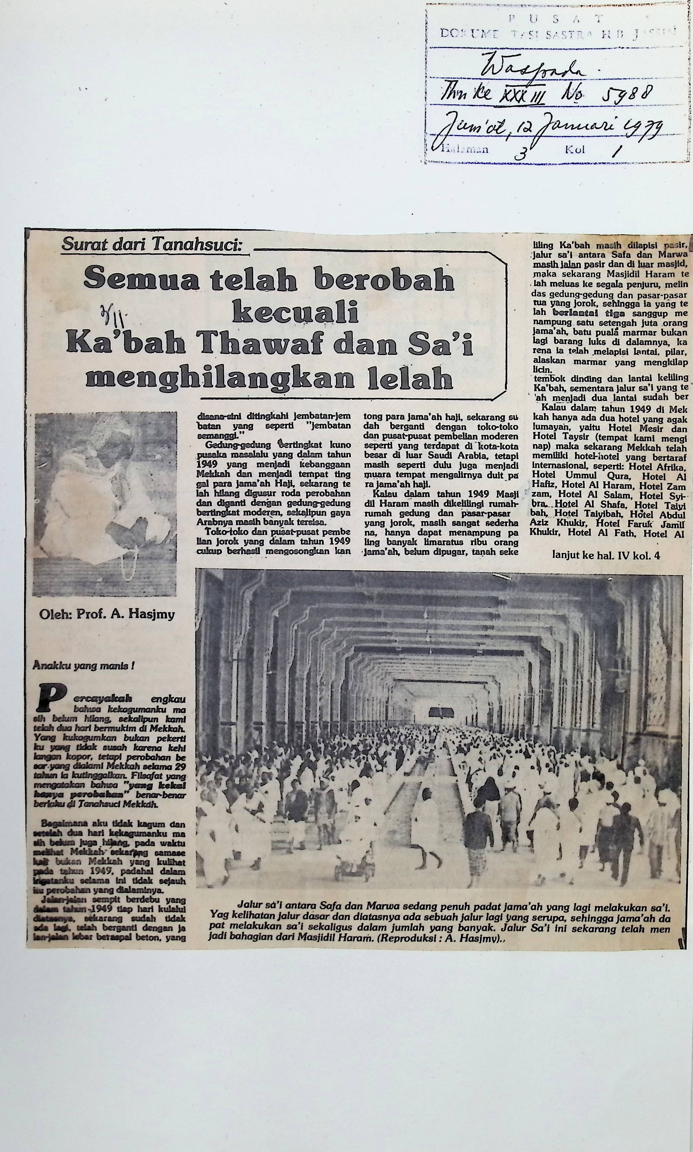 Surat dari tanah suci : Semua telah berobah kecuali Ka'bah Thawaf dan Sa'i menghilangkan lelah