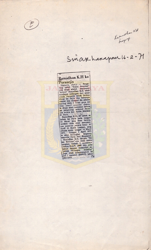 Ramadhan K.H. ke Perantjis