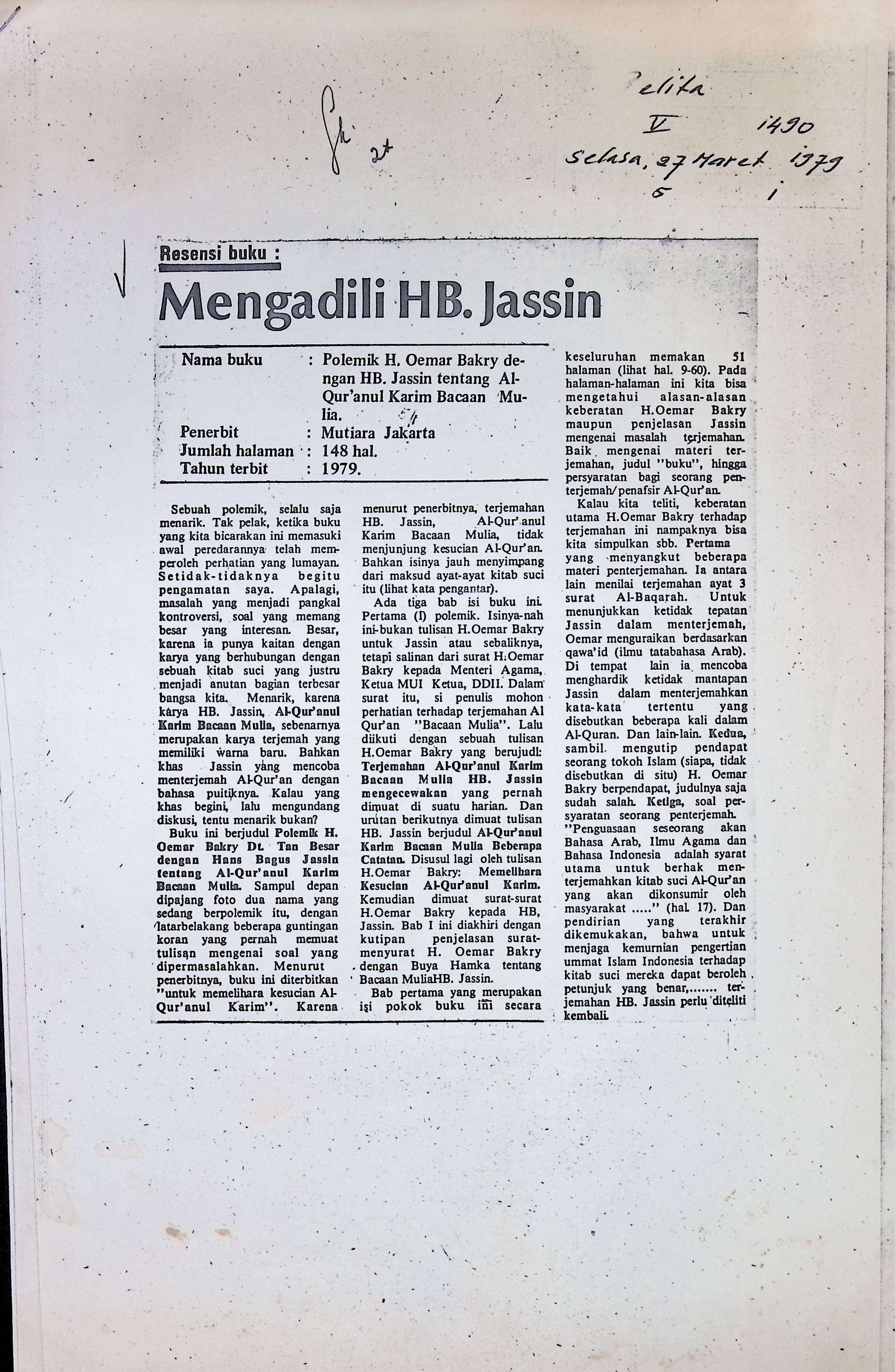 Mengadili HB. Jassin