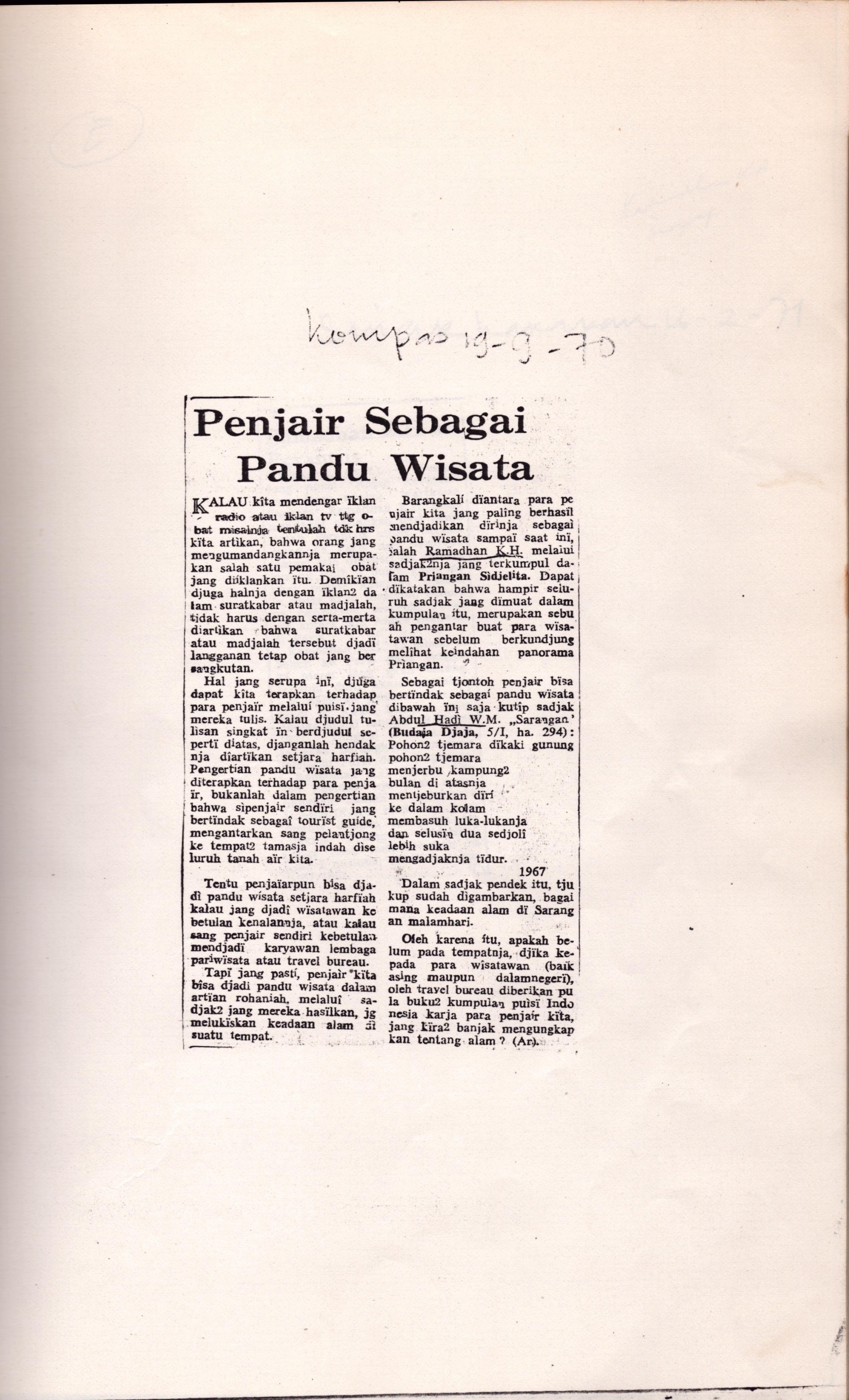 Penjair sebagai pandu wisata