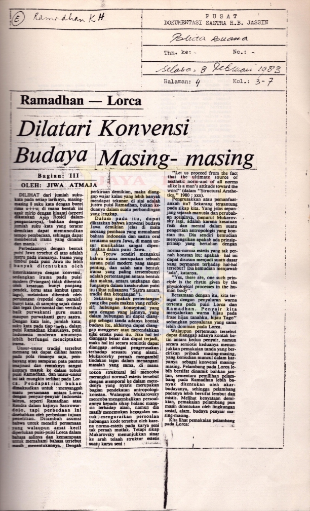 Ramadhan-Lorca dilatari konvensi budaya masing-masing : bagian III