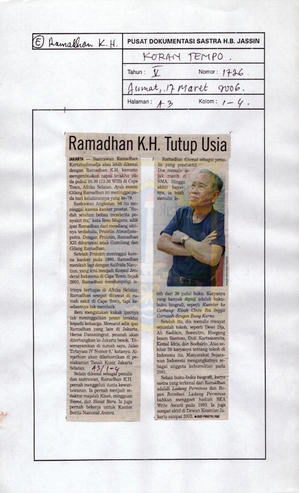 Ramadhan K.H. tutup usia