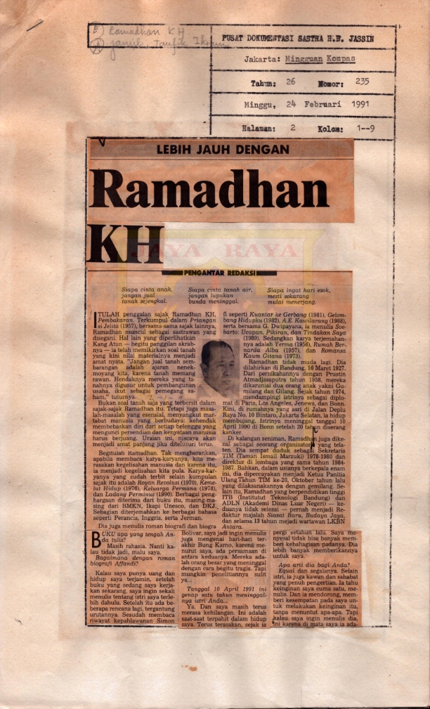 Lebih jauh dengan Ramadhan K.H.