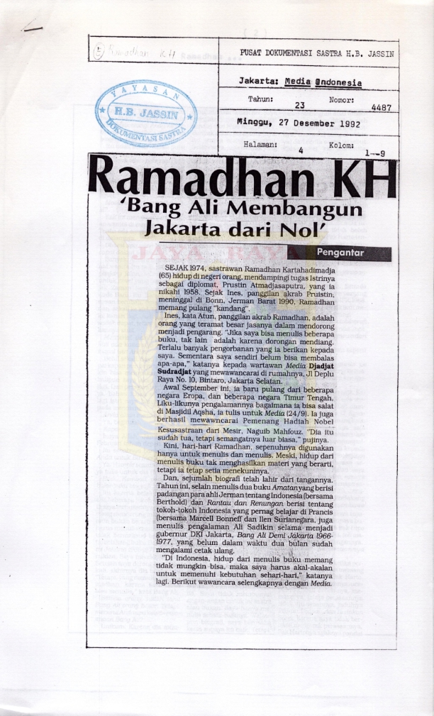 Bang Ali membangun Jakarta dari nol : Ramadhan K.H.