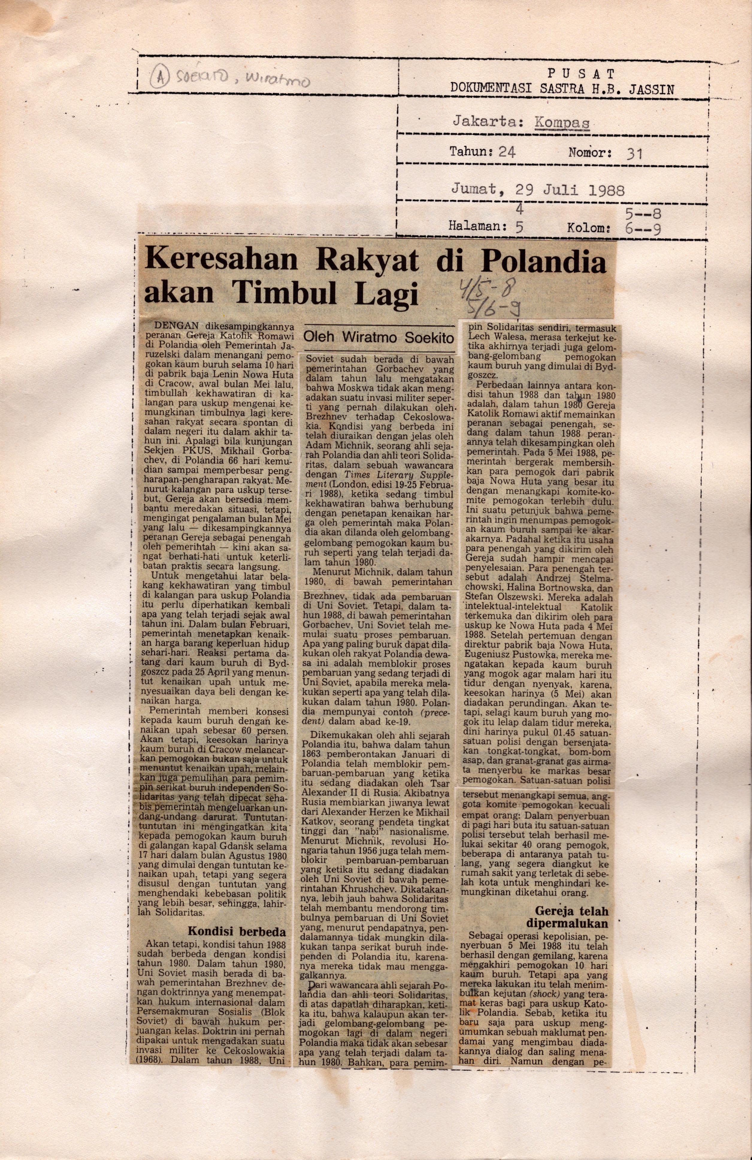 Keresahan rakyat di polandia akan timbul lagi