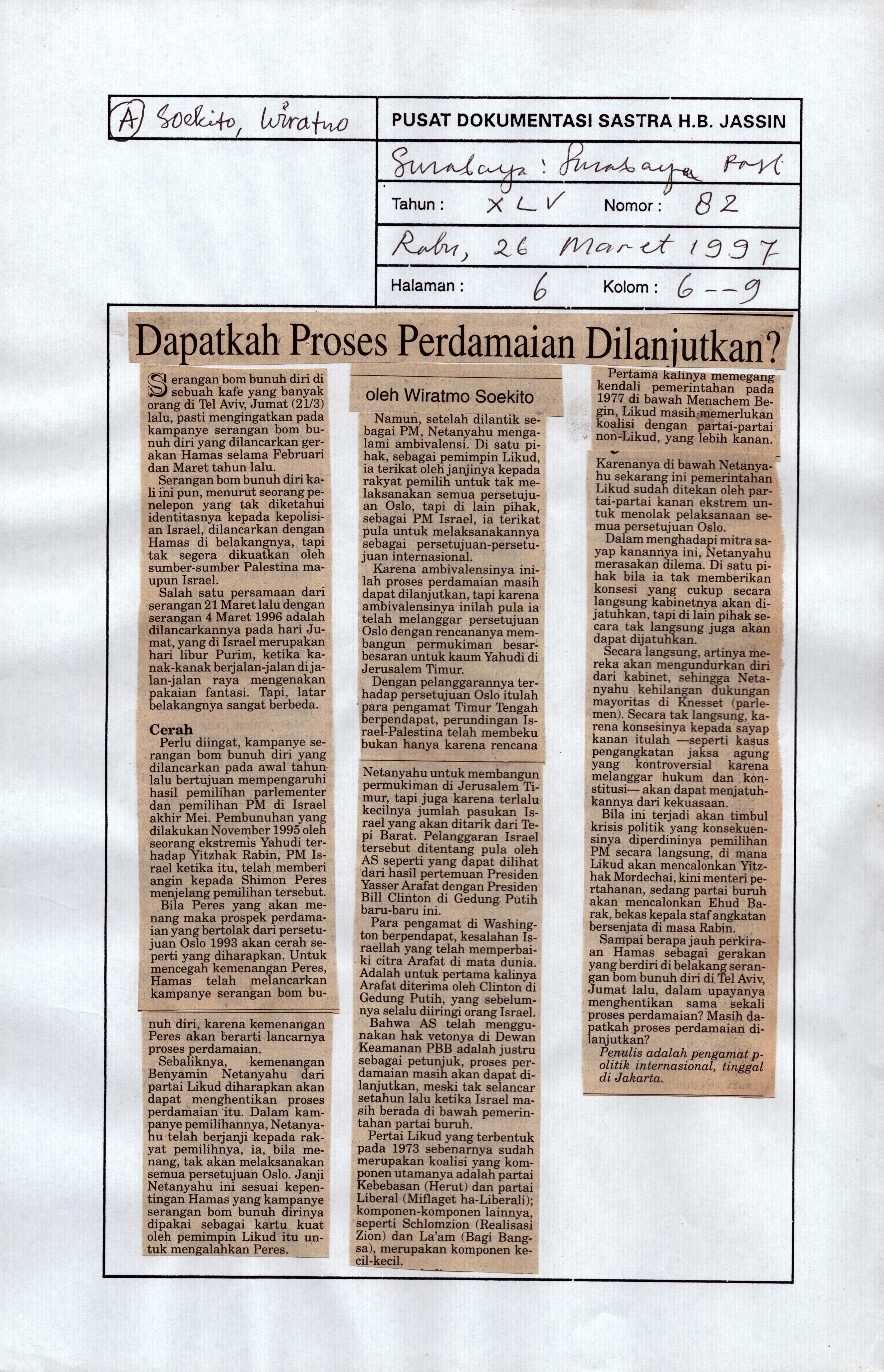 Dapatkah proses perdamaian dilanjutkan
