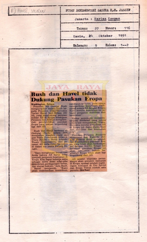 Bush dan Havel tidak dukung pasukan Eropa