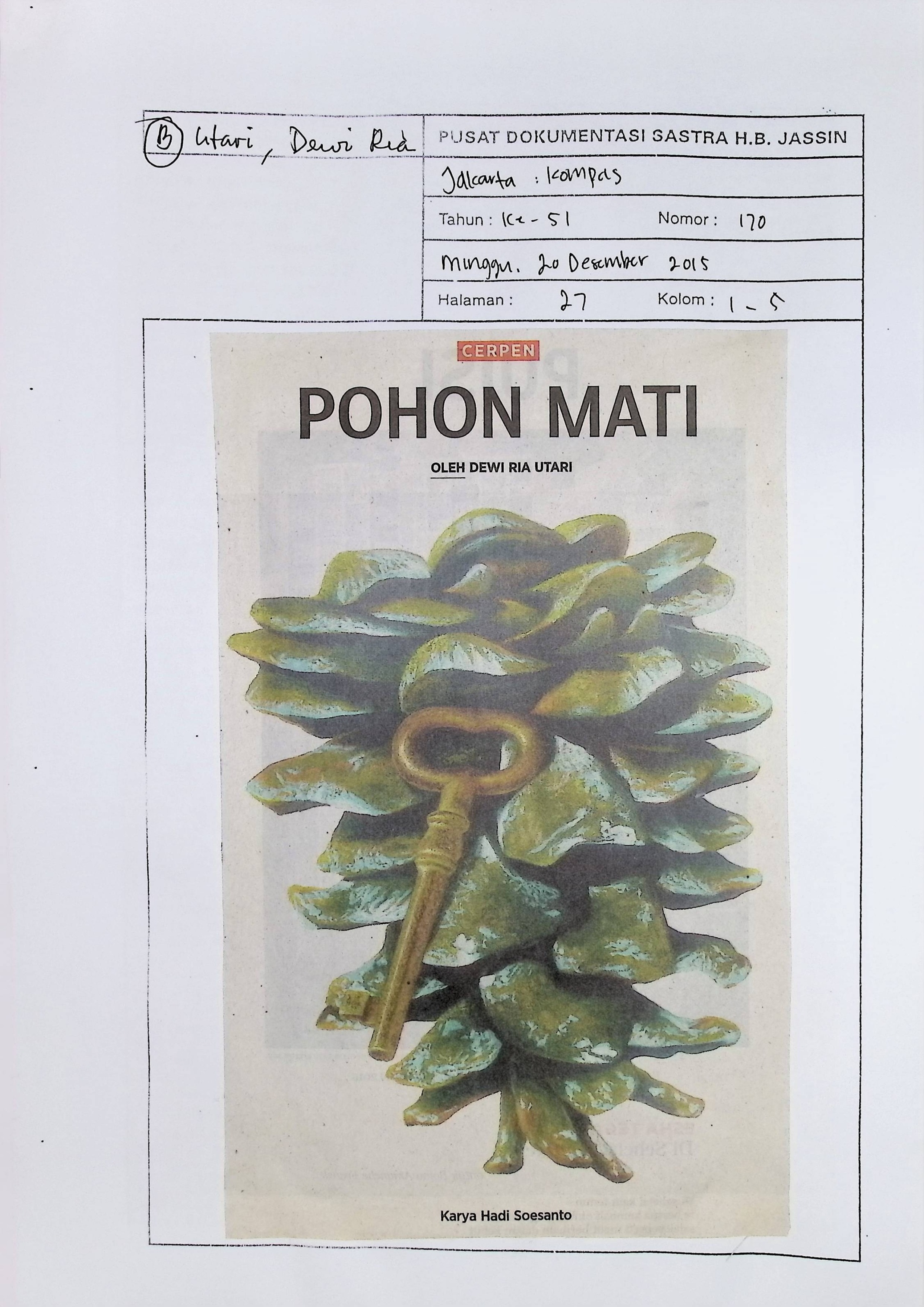 Pohon mati : Cerpen karya Dewi Ria Utari