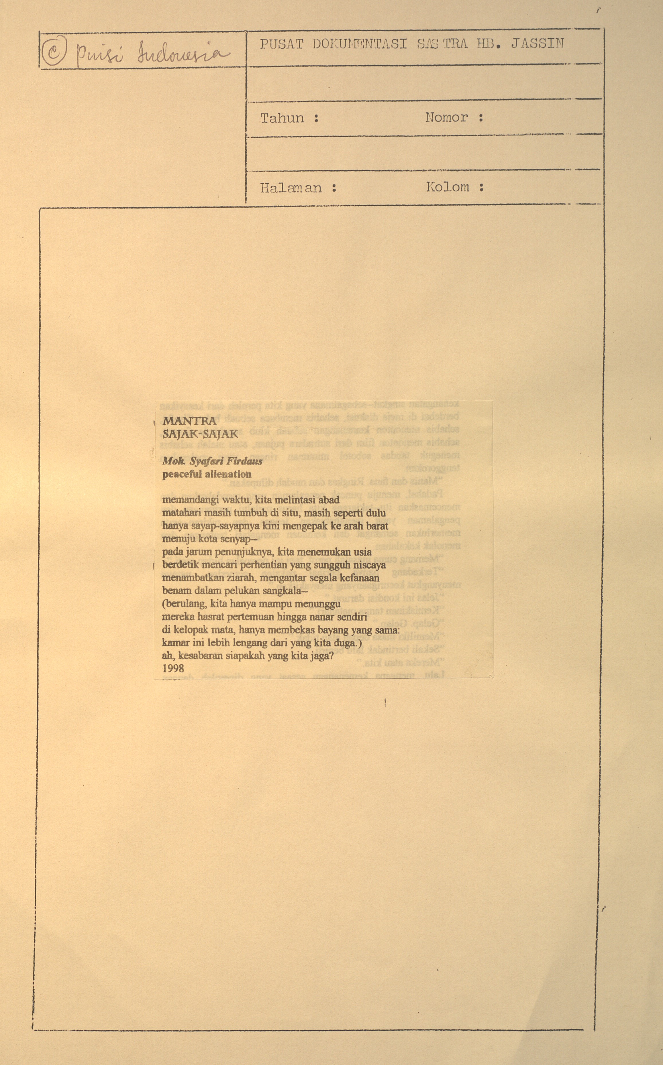 Mantra sajak-sajak