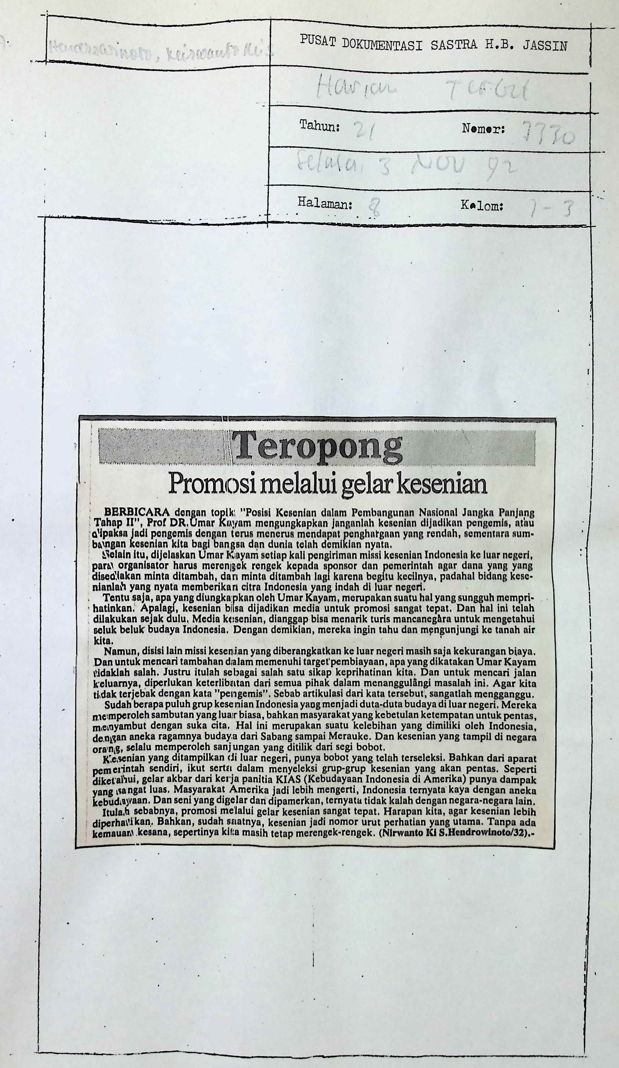 Promosi melalui gelar kesenian
