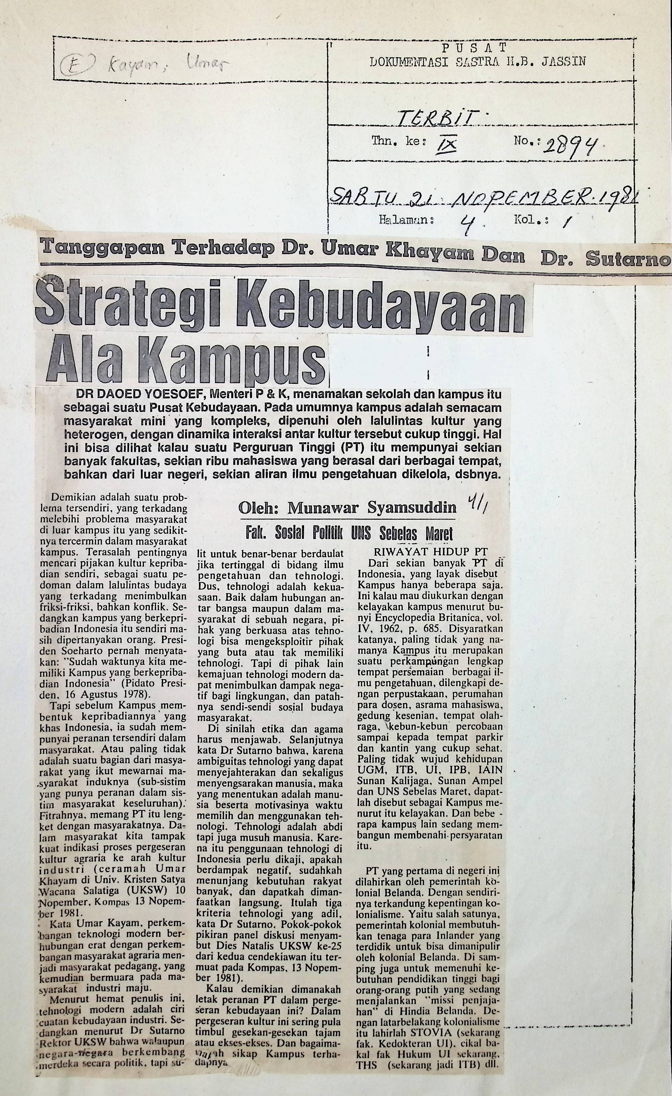 Strategi kebudayaan ala kampus