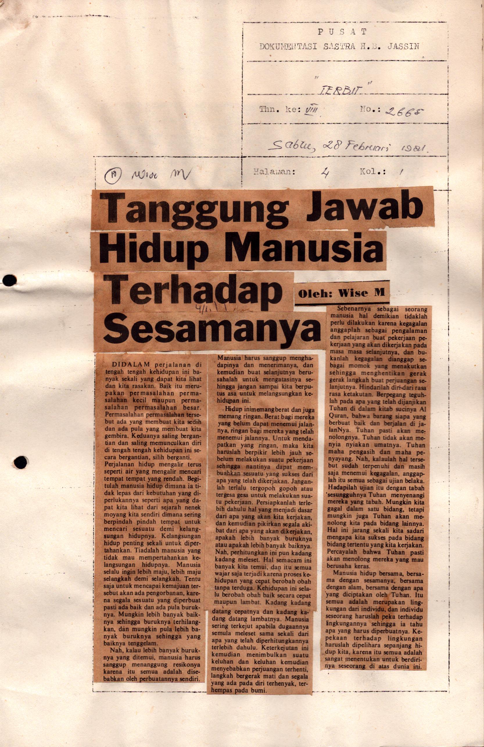Tanggung jawab hidup manusia terhadap sesamanya