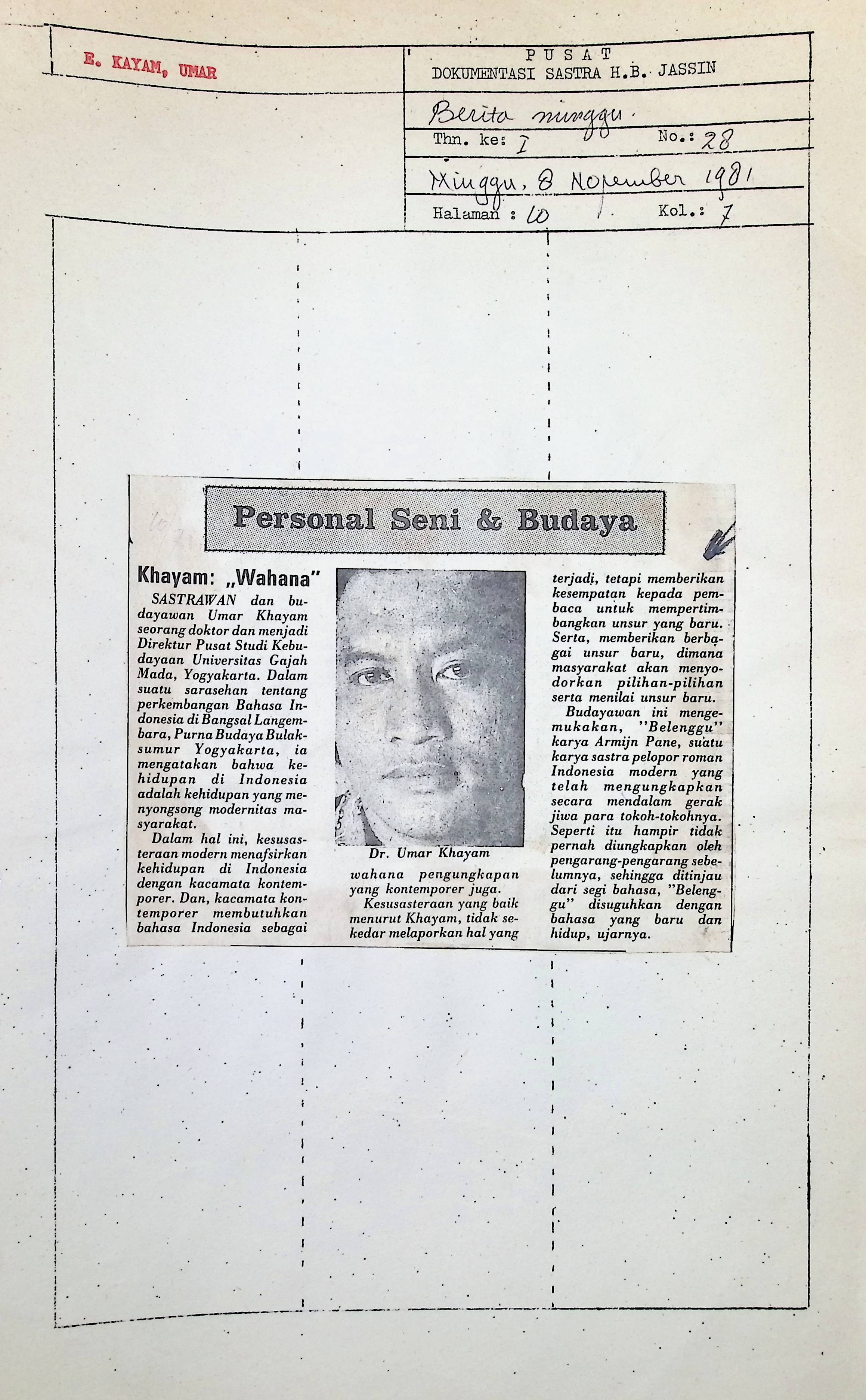 Personal seni & budaya