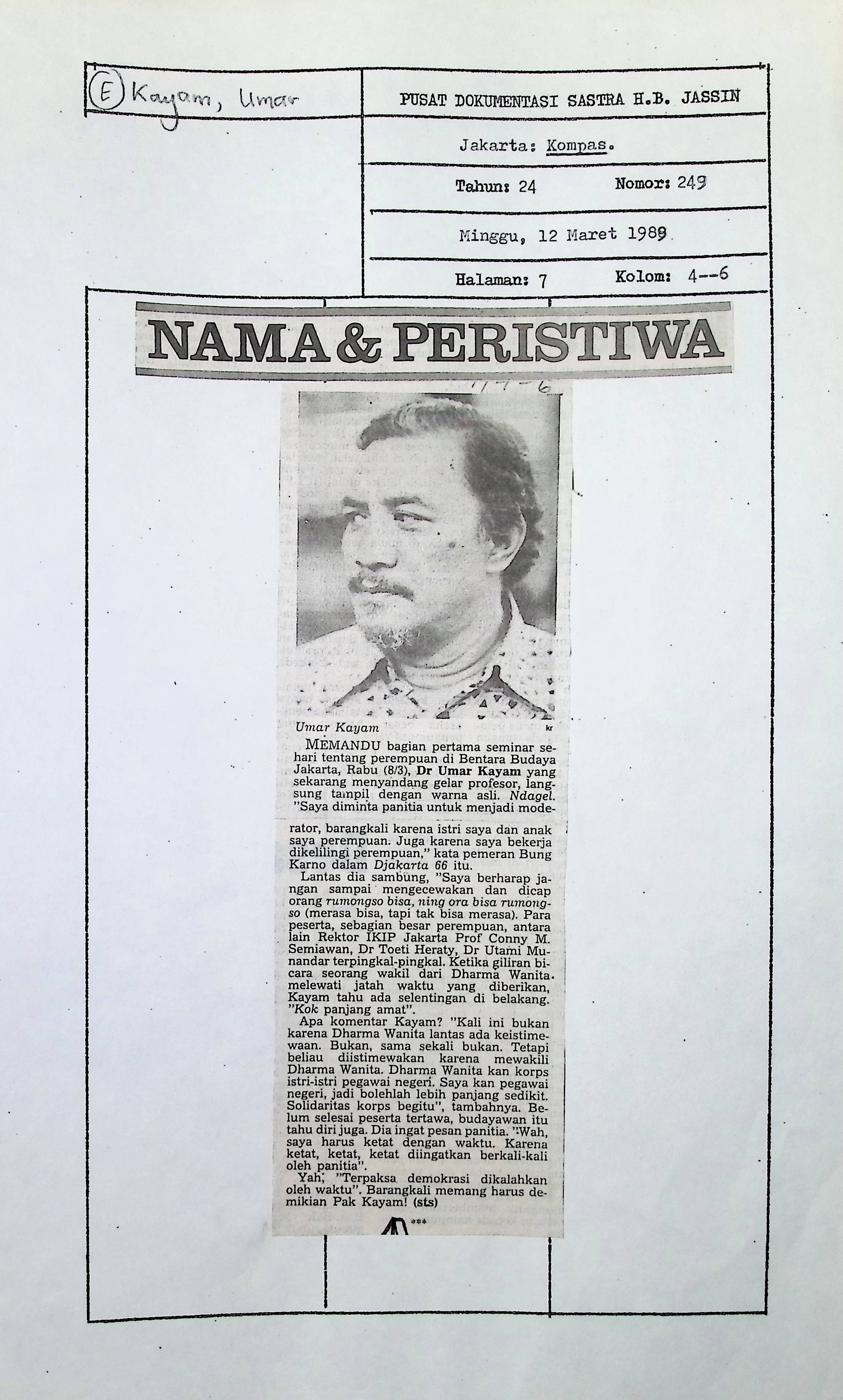 Nama & peritiwa