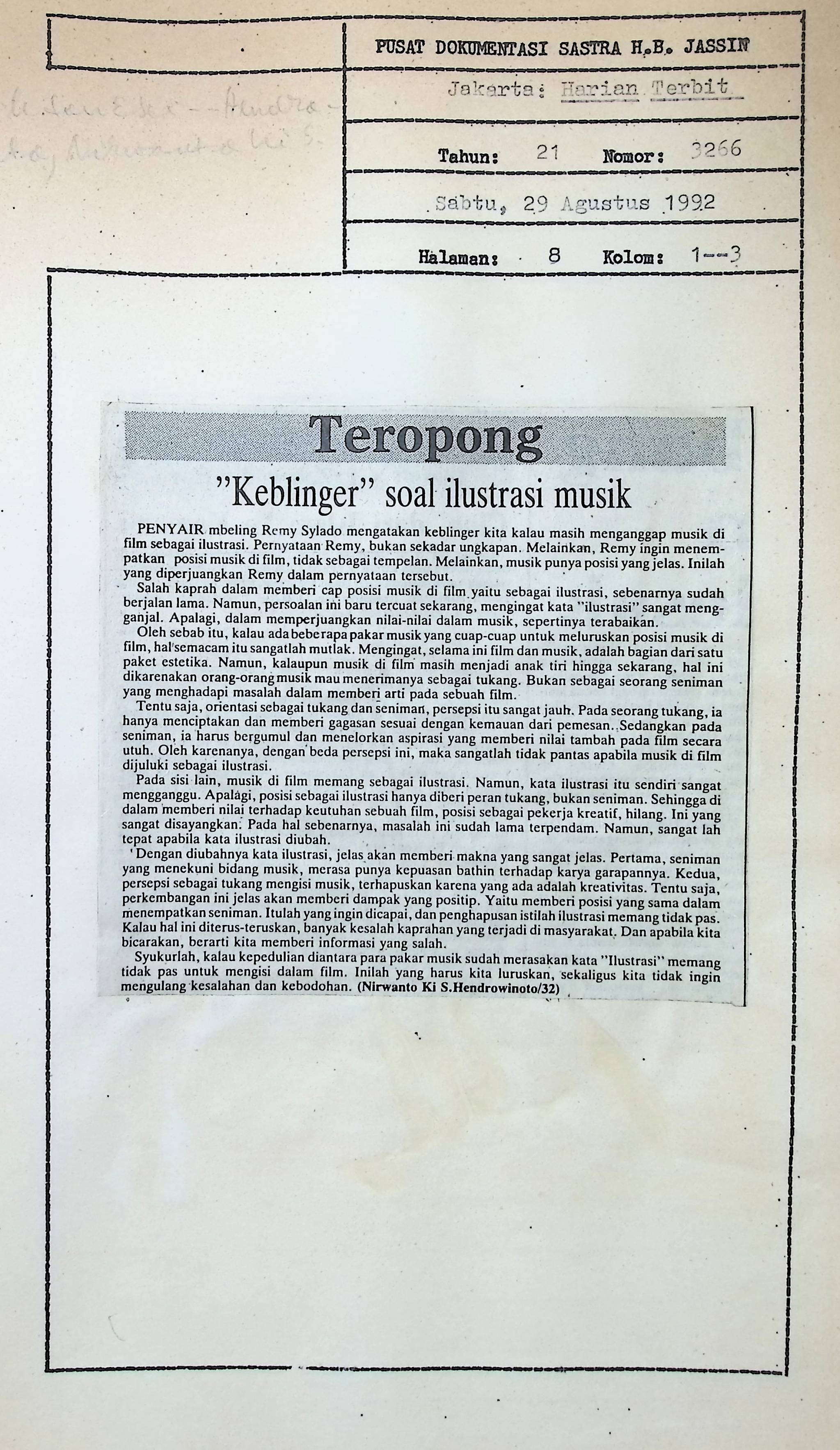 "Keblinger" soal ilustrasi musik