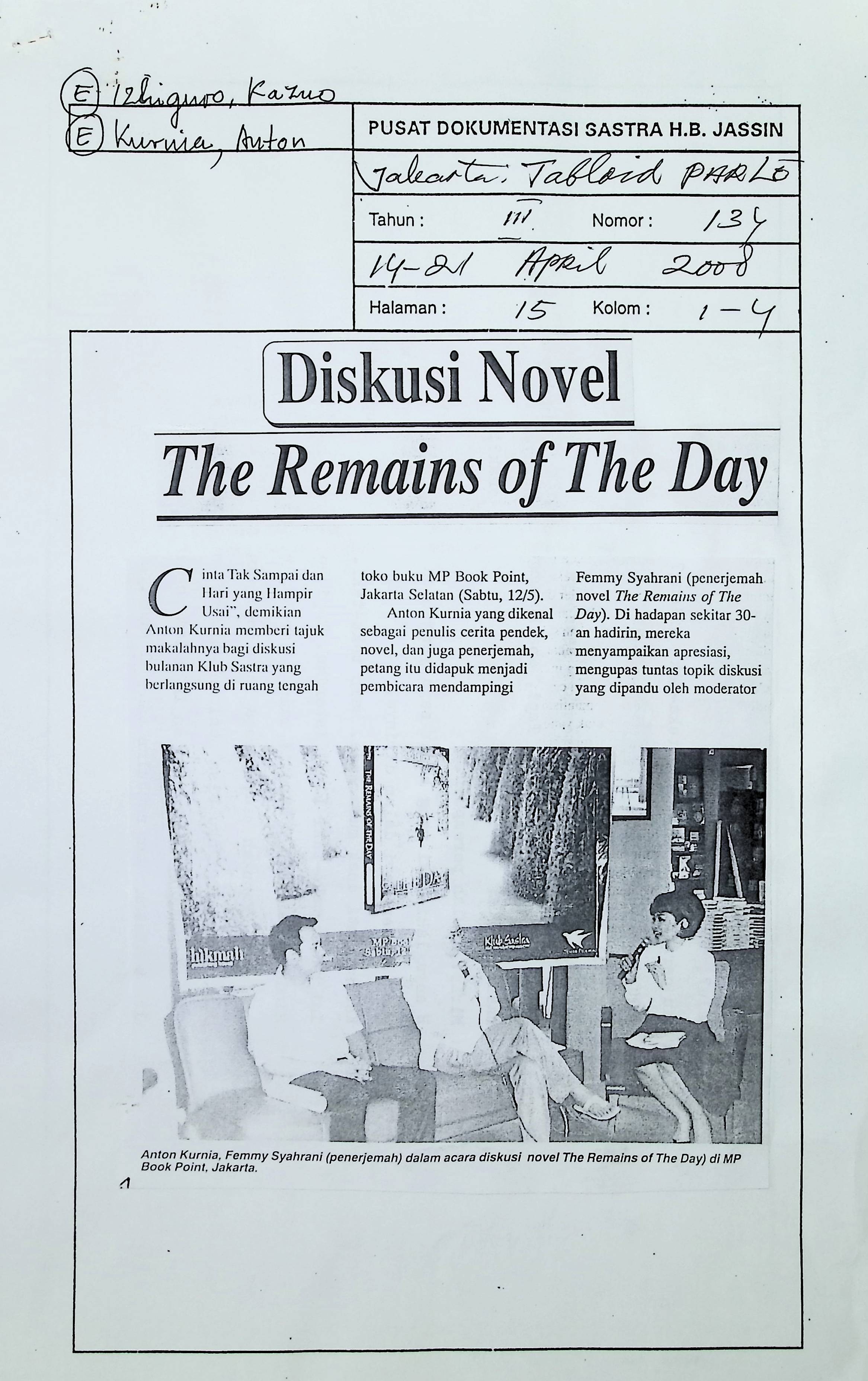 Diskusi novel The Remains of The Day