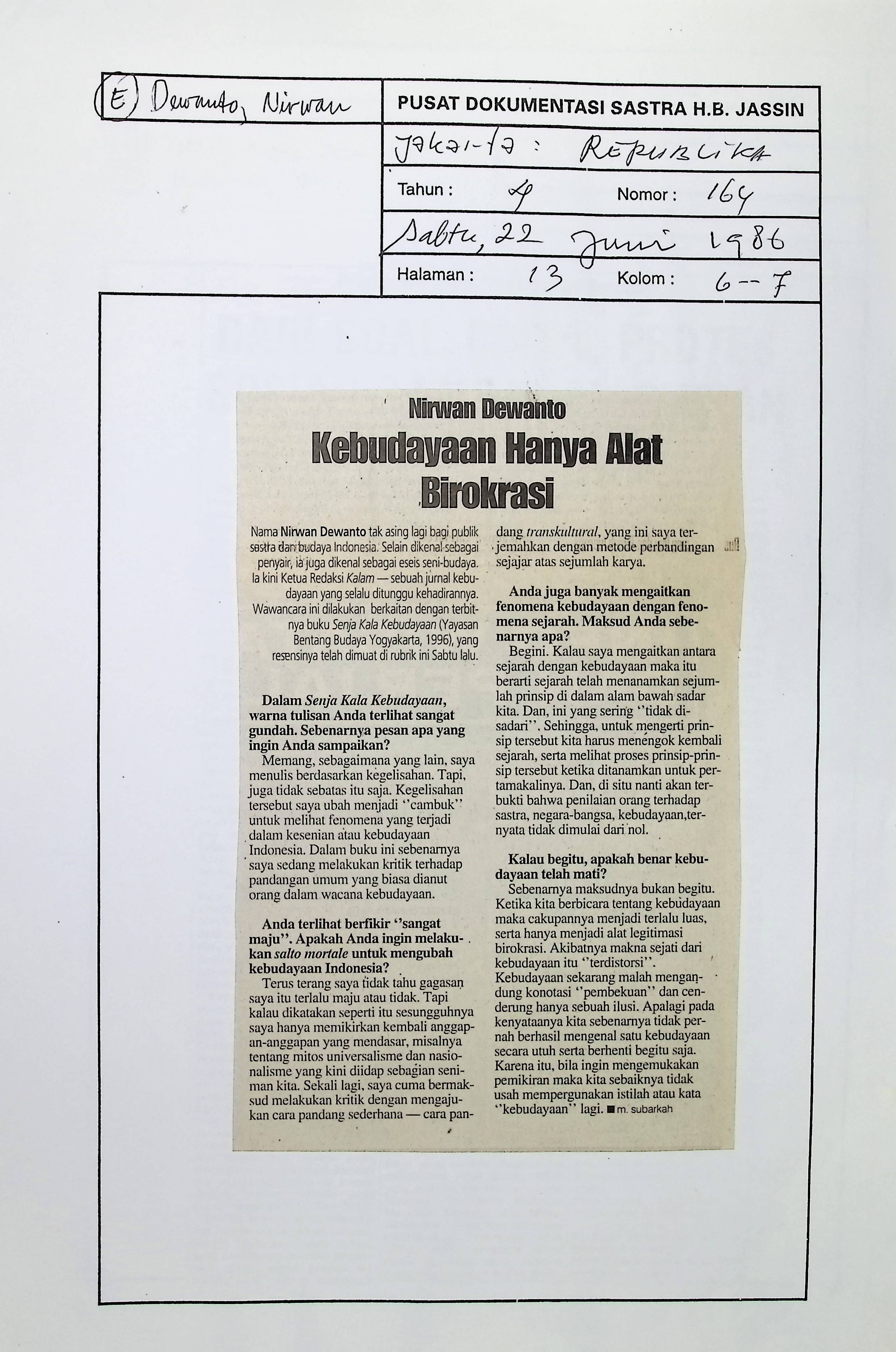 Kebudayaan hanya alat birokrasi