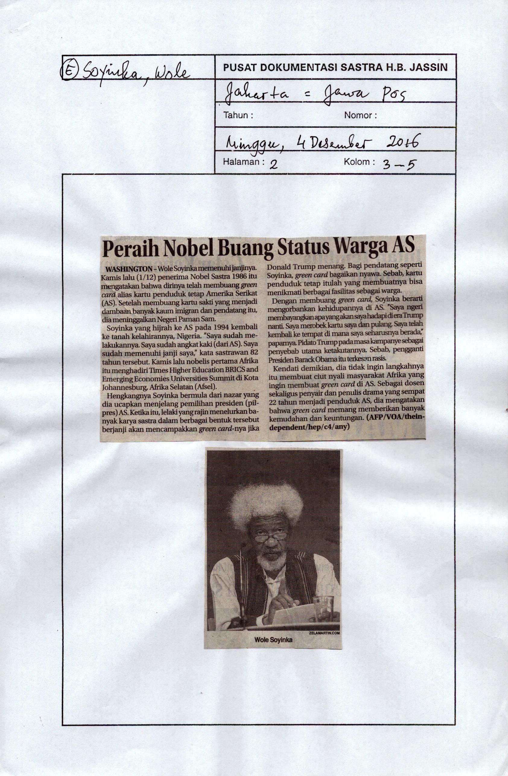 Peraih nobel buang status warga AS
