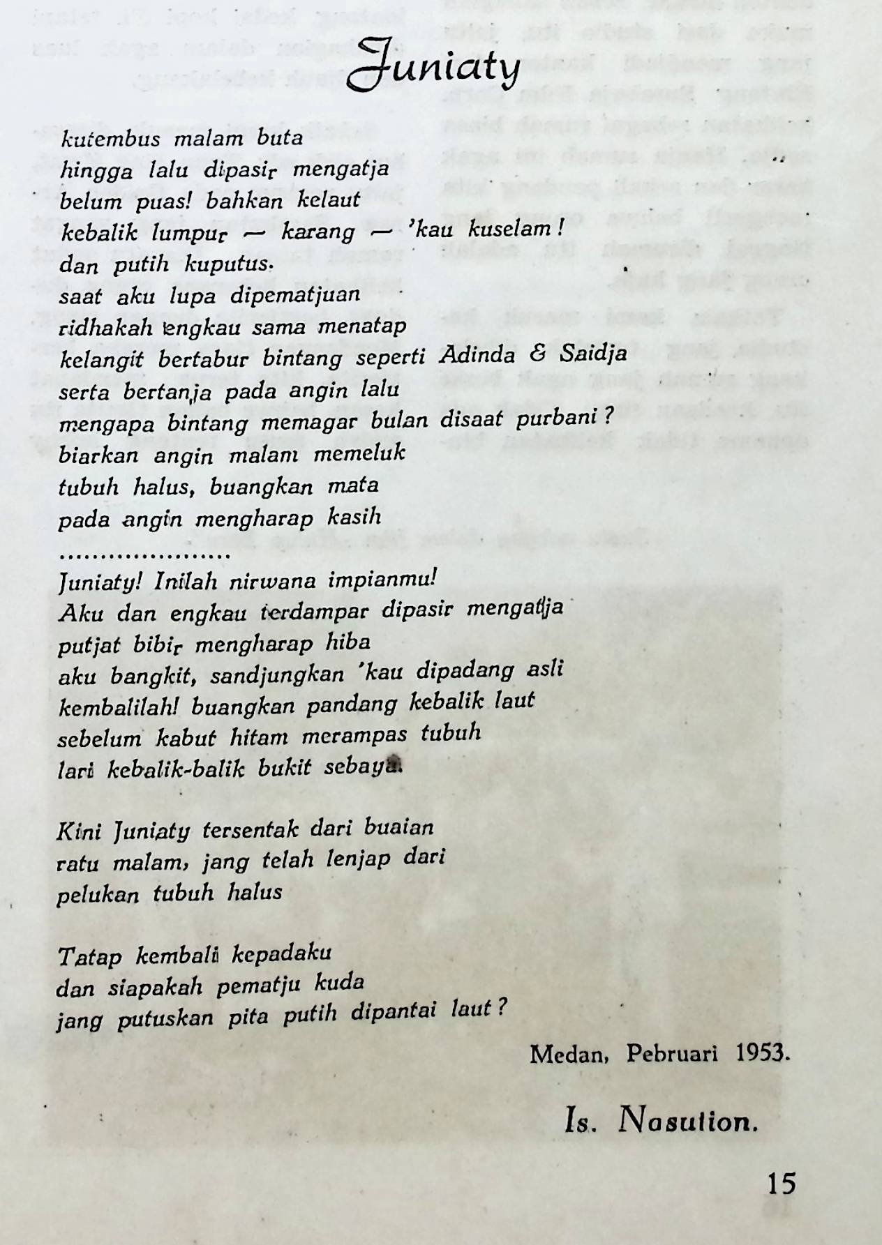 Puisi, Juniaty