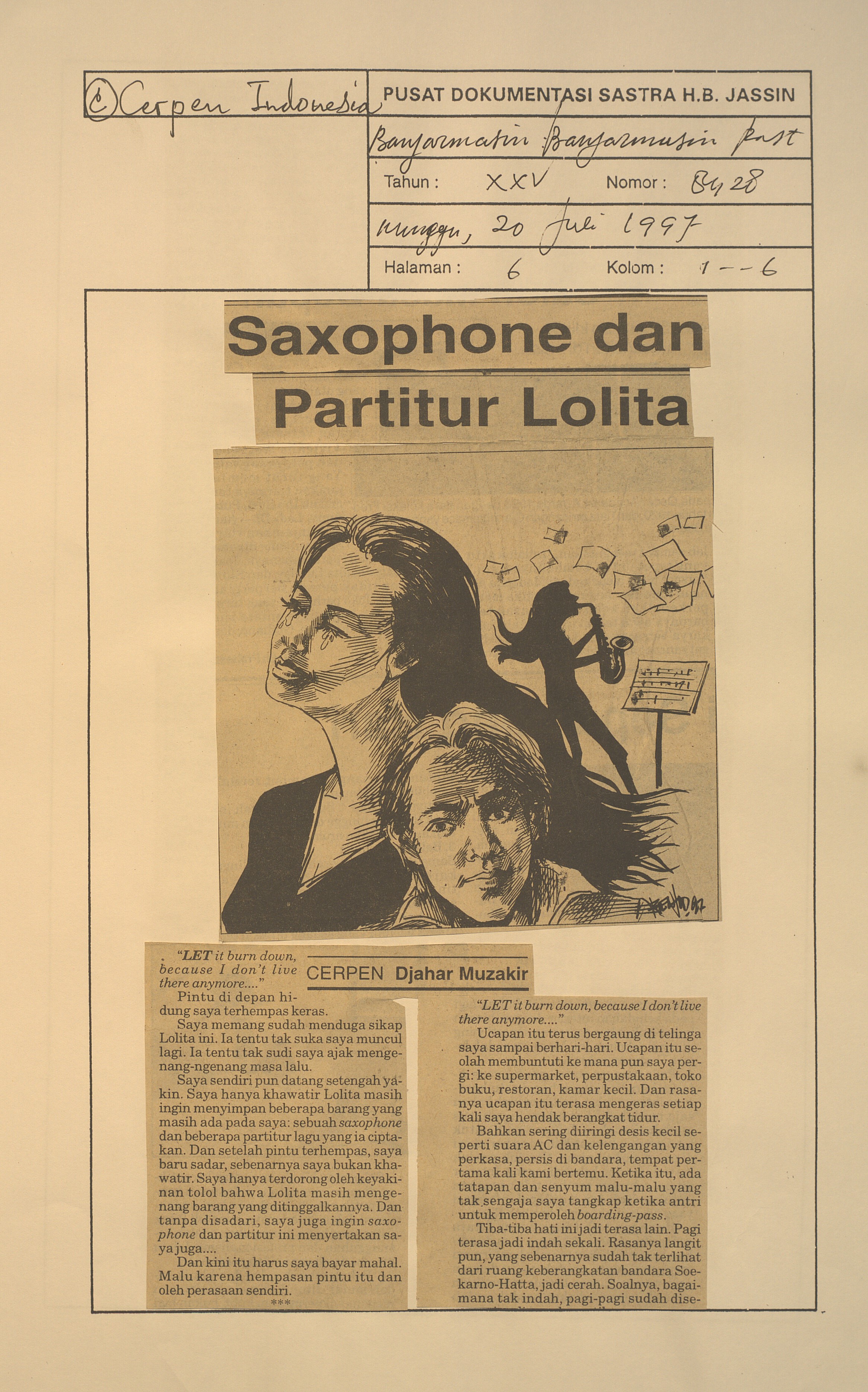 Saxsophone dan Partitur Lolita