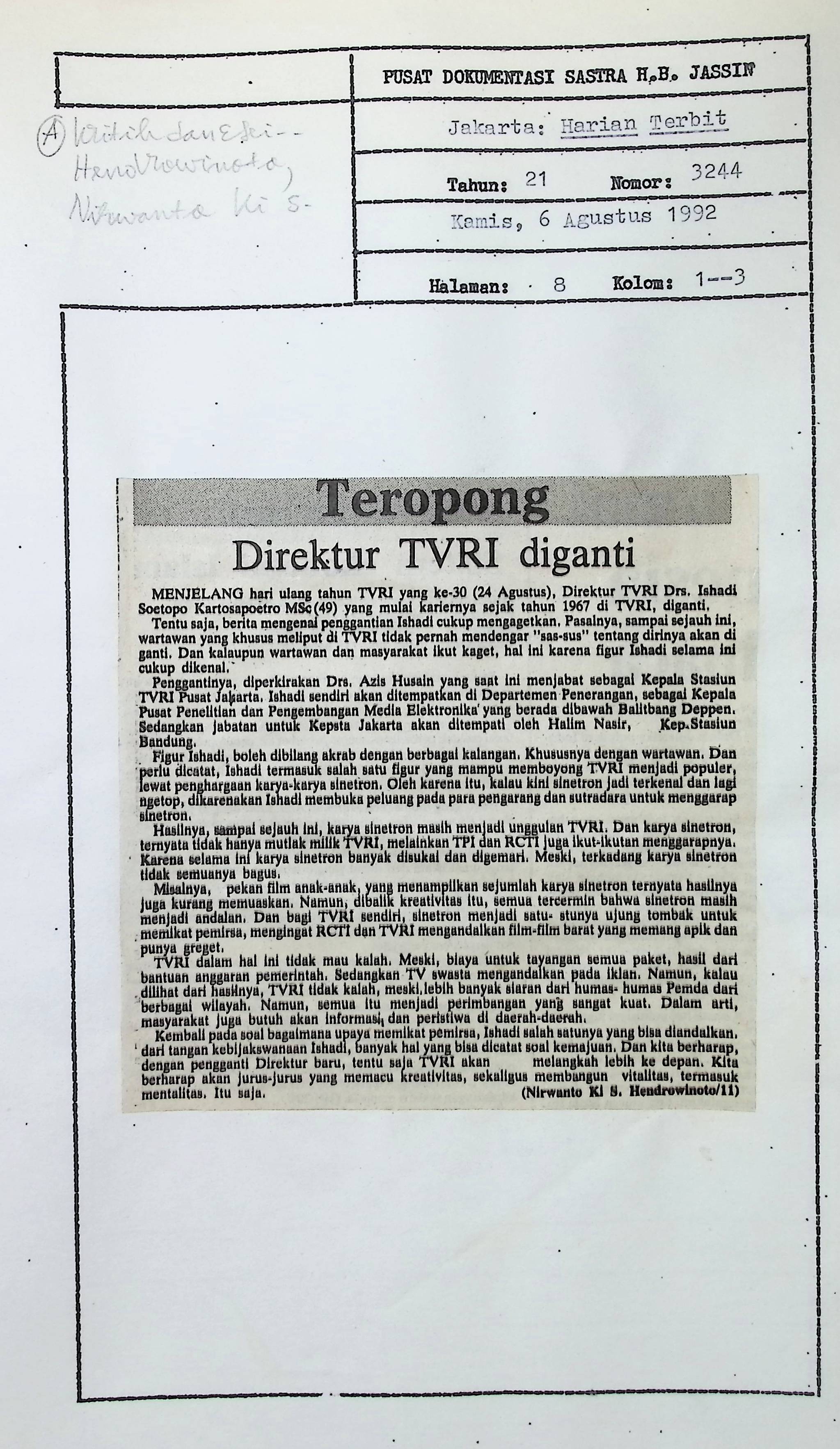 Direktur TVRI diganti