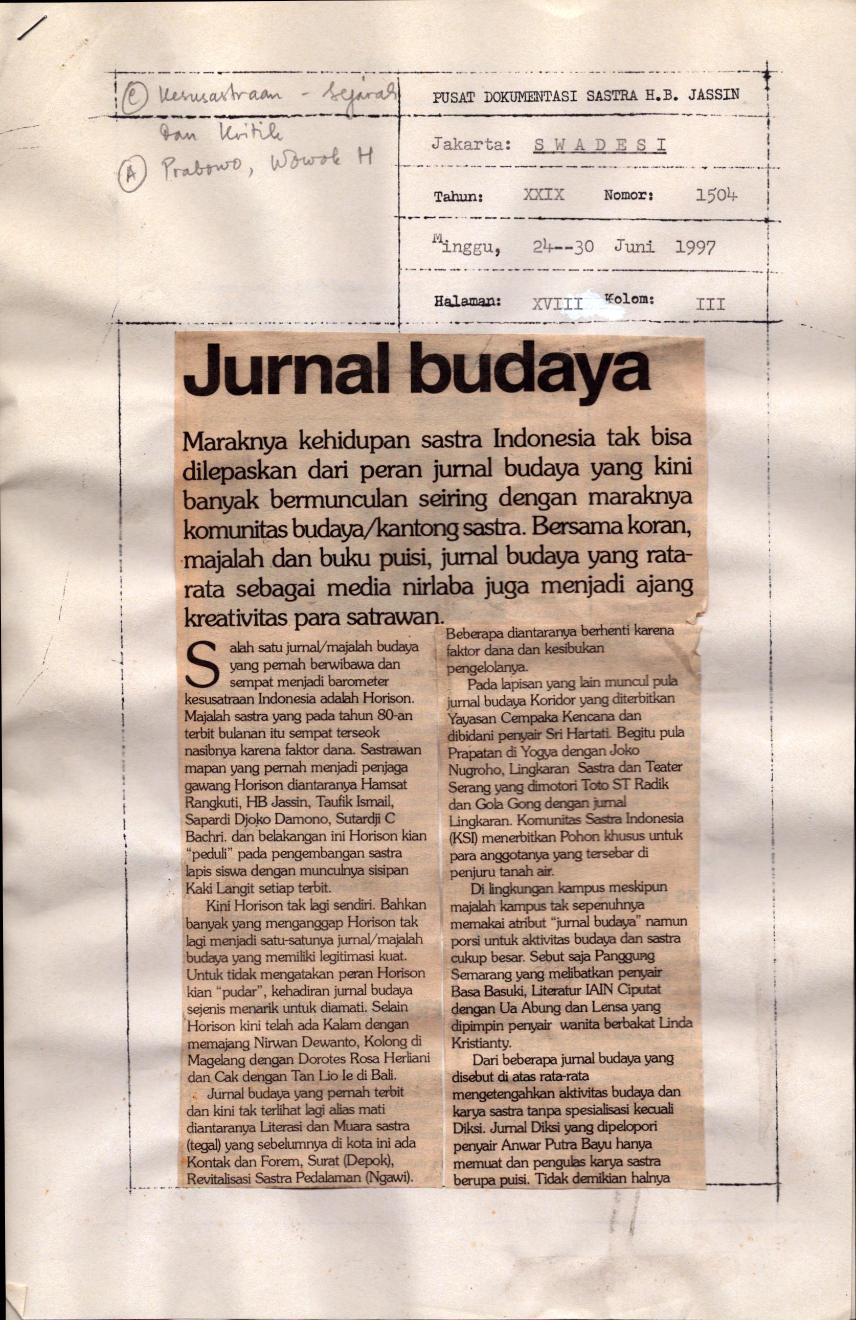 Jurnal budaya
