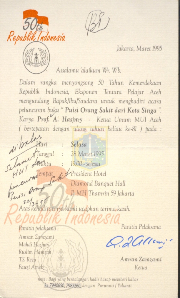 Surat Peluncuran Buku Puisi Orang Sakit dari Kota Singa