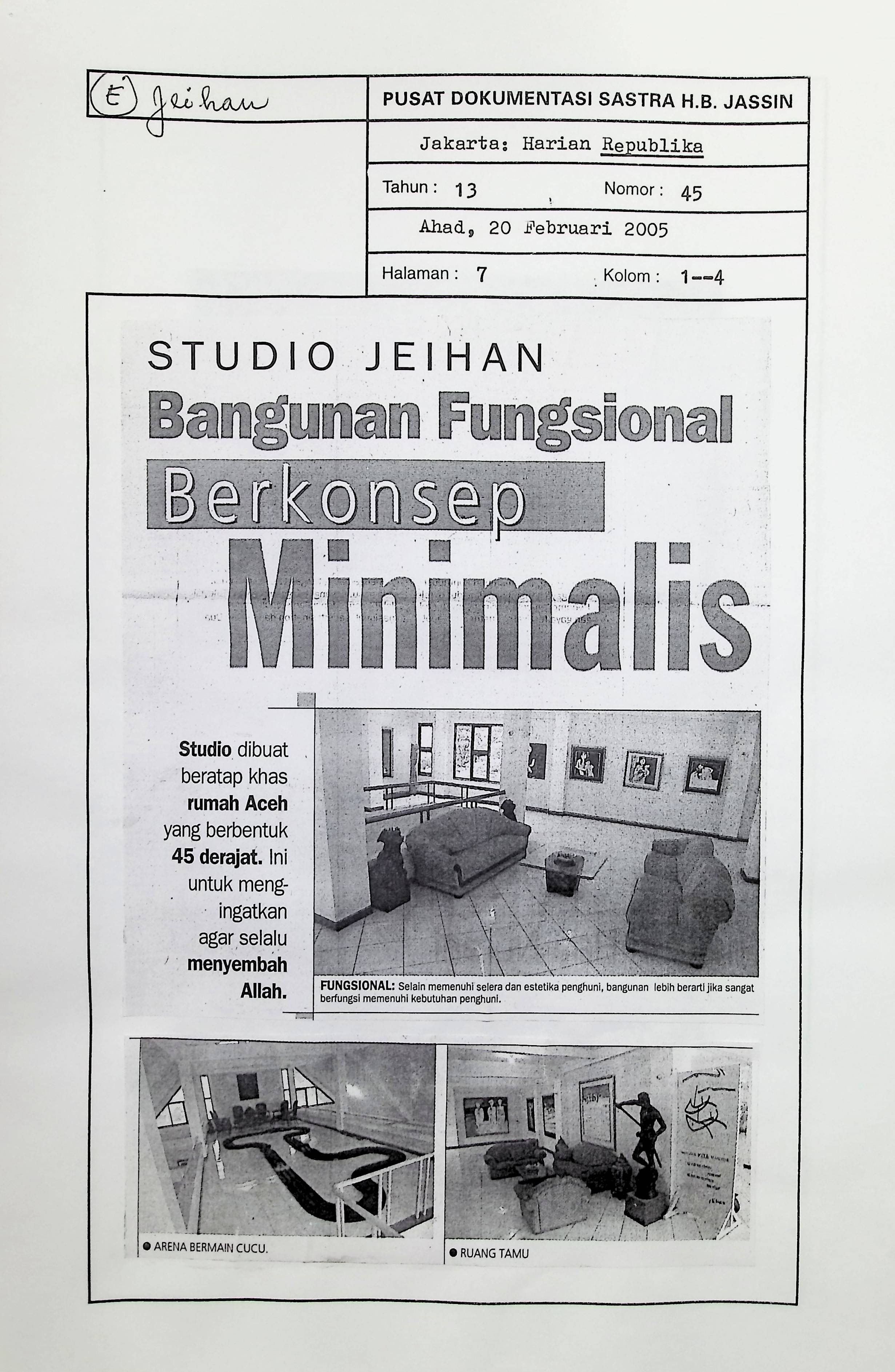 Studio Jeihan. Bangunan fungsional berkonsep minimalis