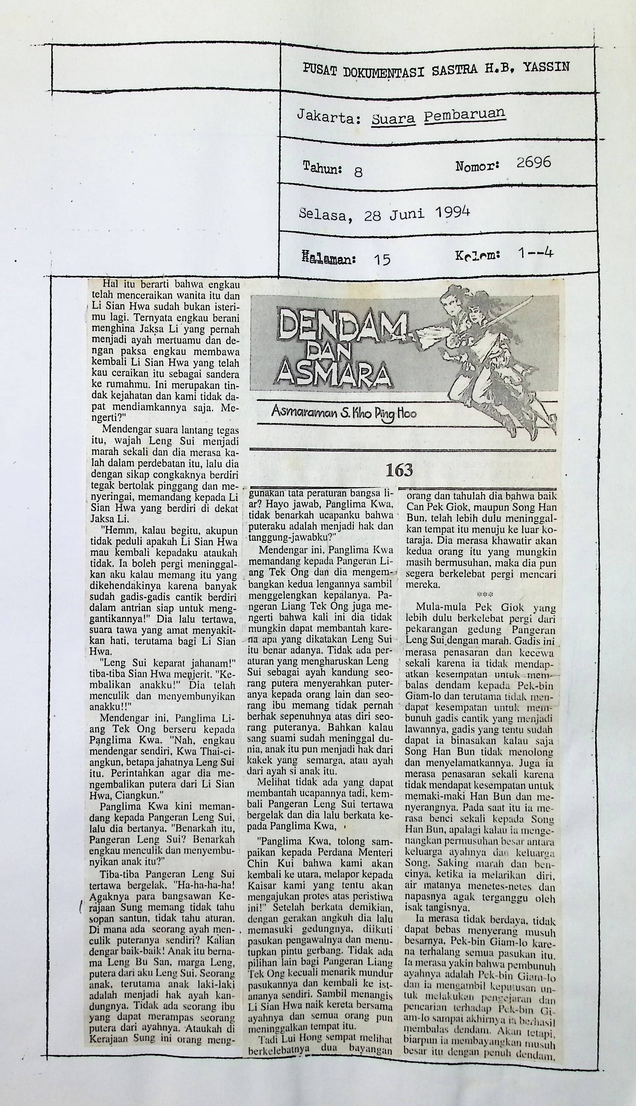 Cerbung, dendam dan asmara bagian 163--164