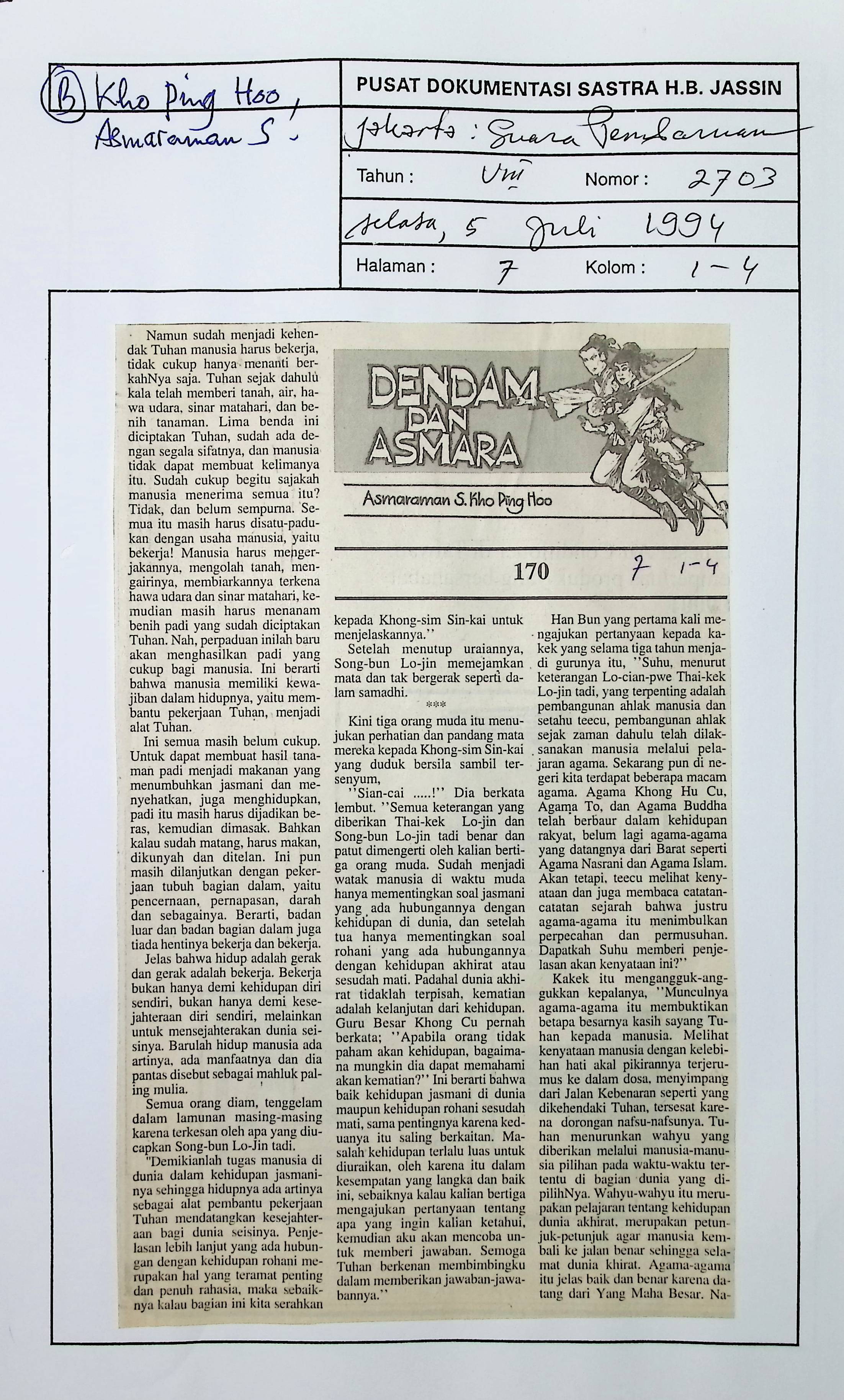 Cerbung, dendam dan asmara bagian 170--172