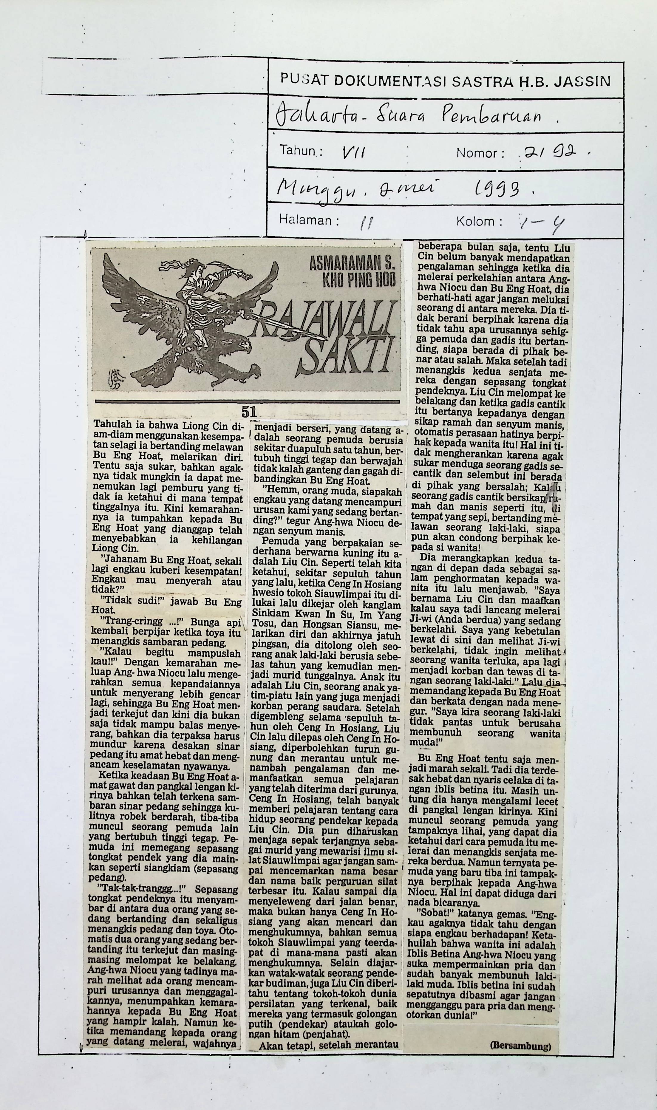 Cerbung, rajawali sakti bagian 51--52