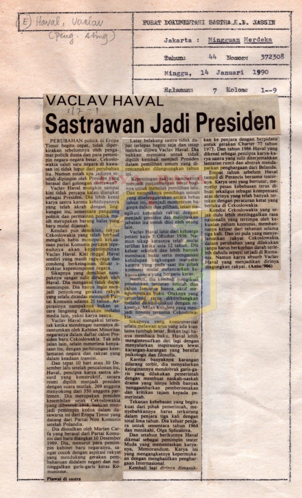 Sastrawan jadi Presiden