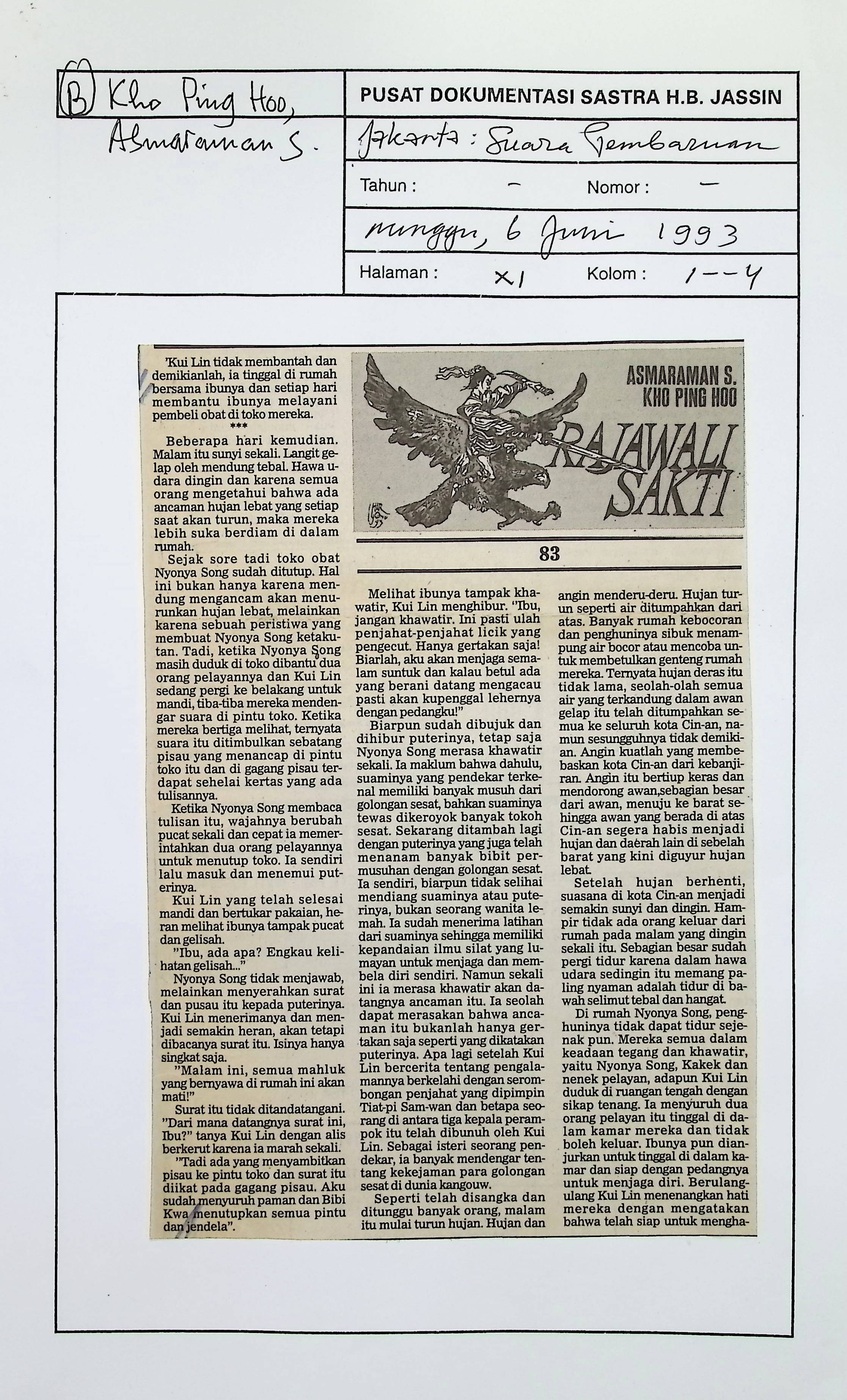 Cerbung, rajawali sakti bagian 83