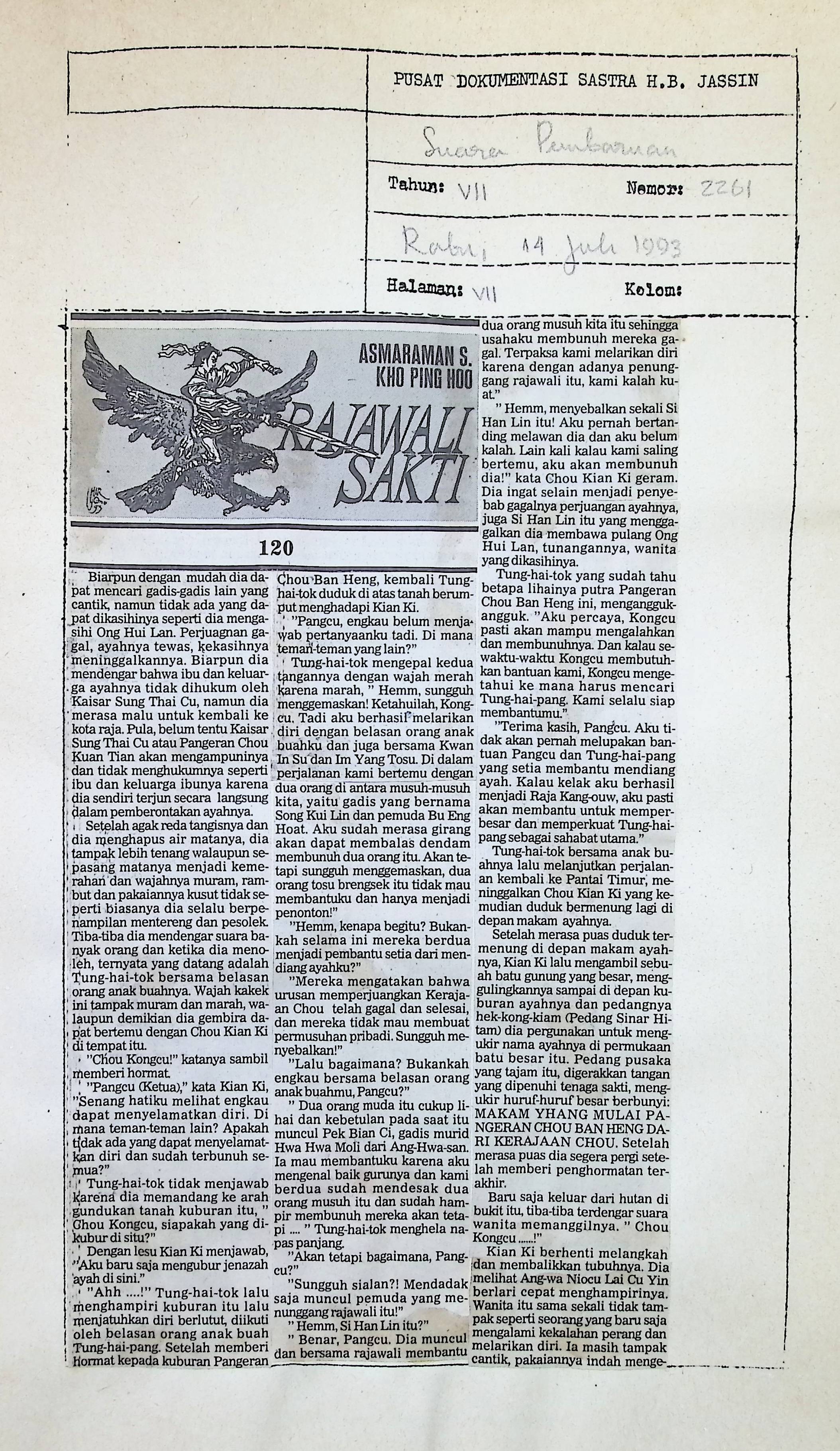 Cerbung, rajawali sakti bagian 120