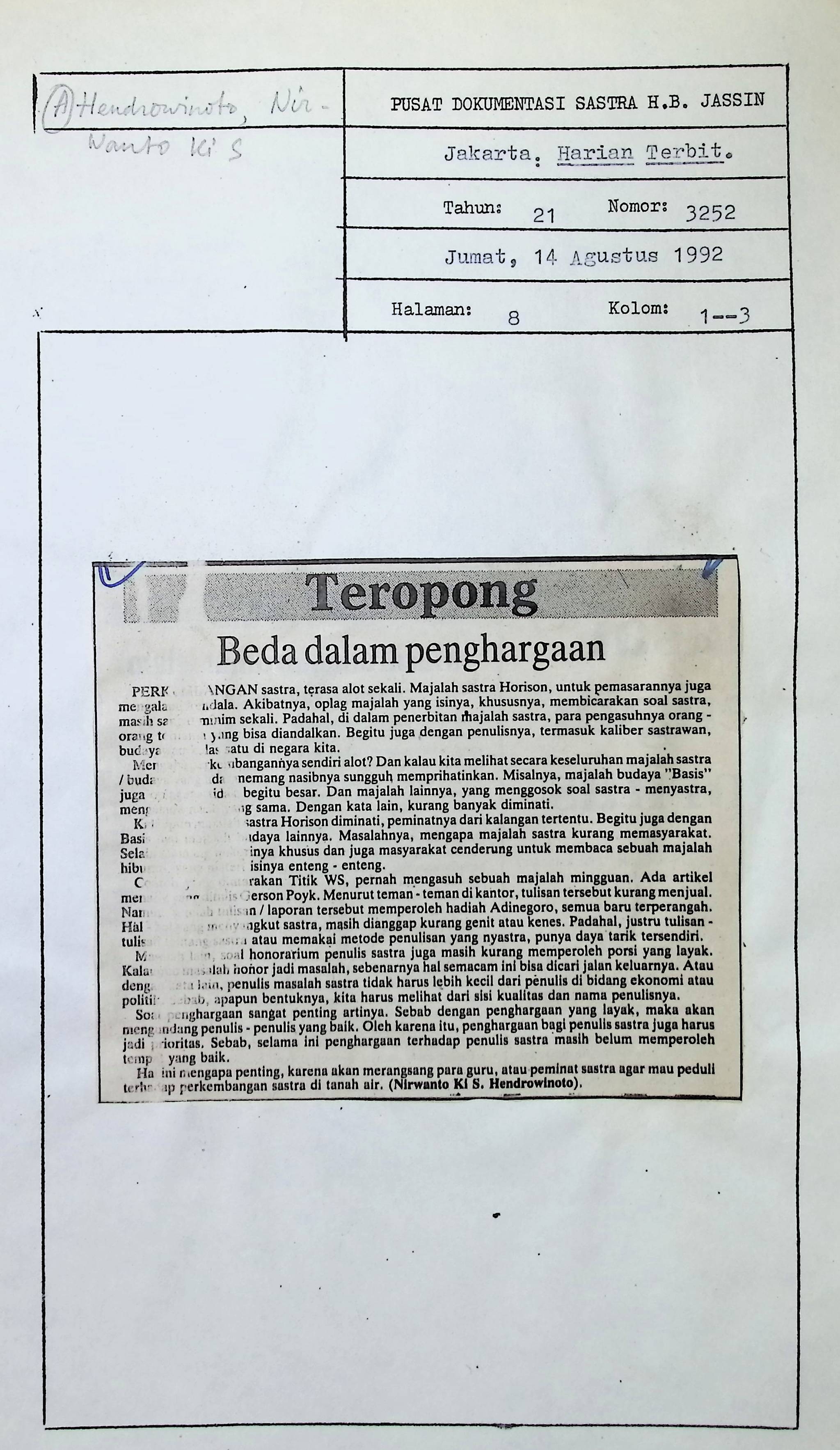 Beda dalam penghargaan
