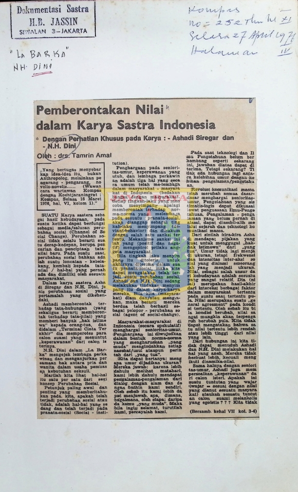 Pemberontakan nilai dalam karya sastra Indonesia