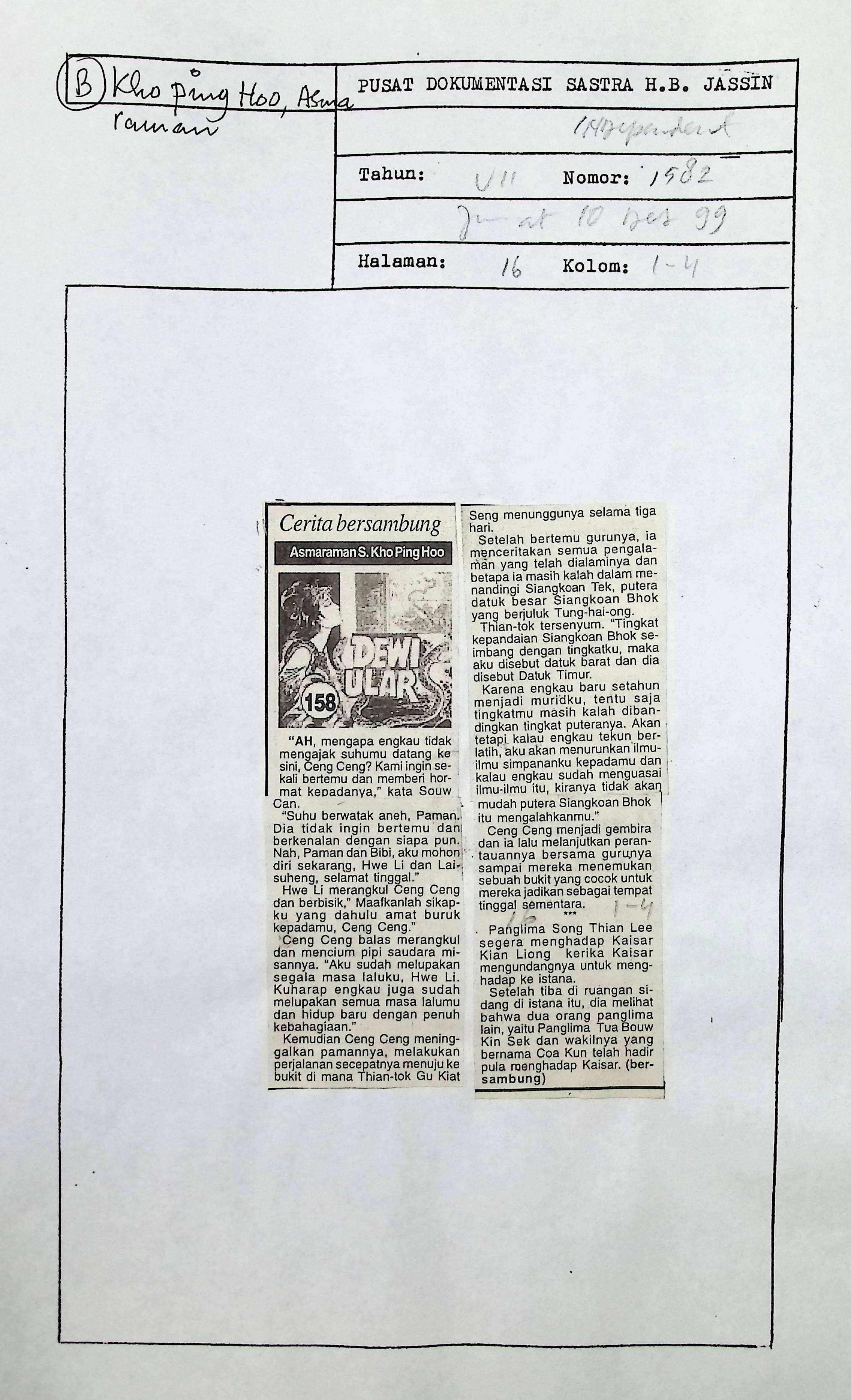 Cerbung, dewi ular bagian 158