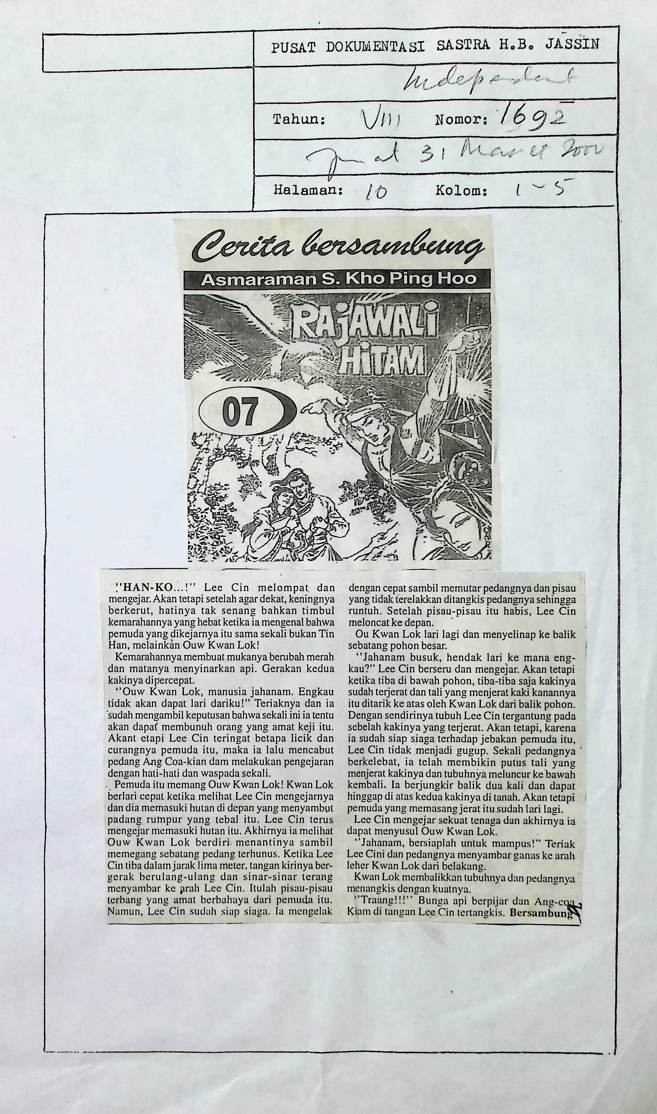 Cerbung, rajawali hitam bagian 7