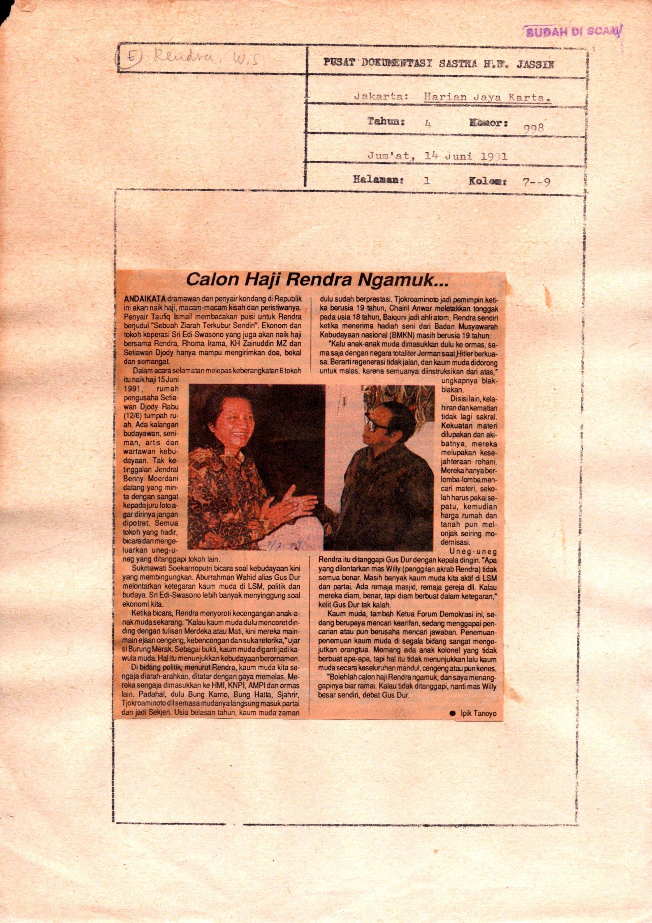 Calon haji Rendra ngamuk