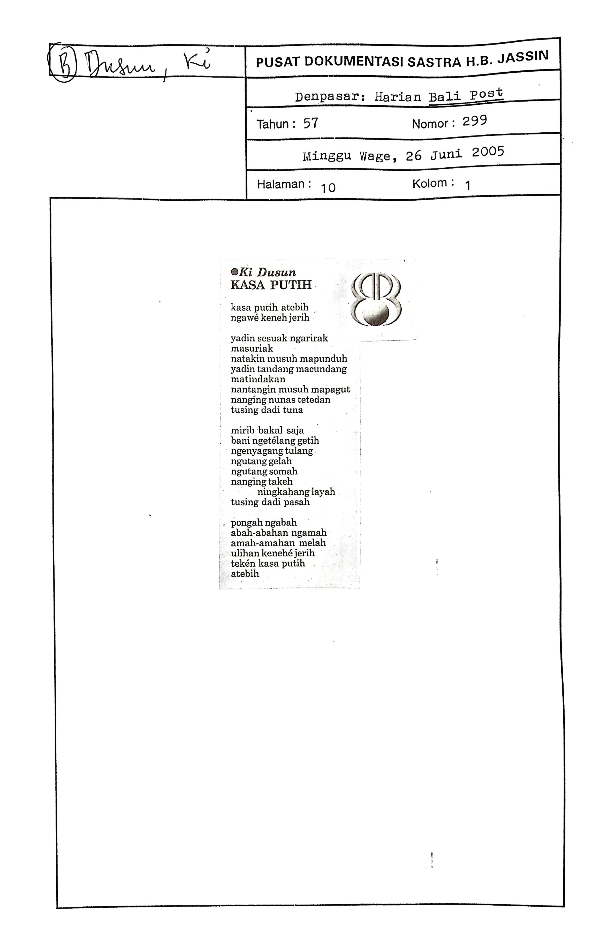 Puisi kasa putih