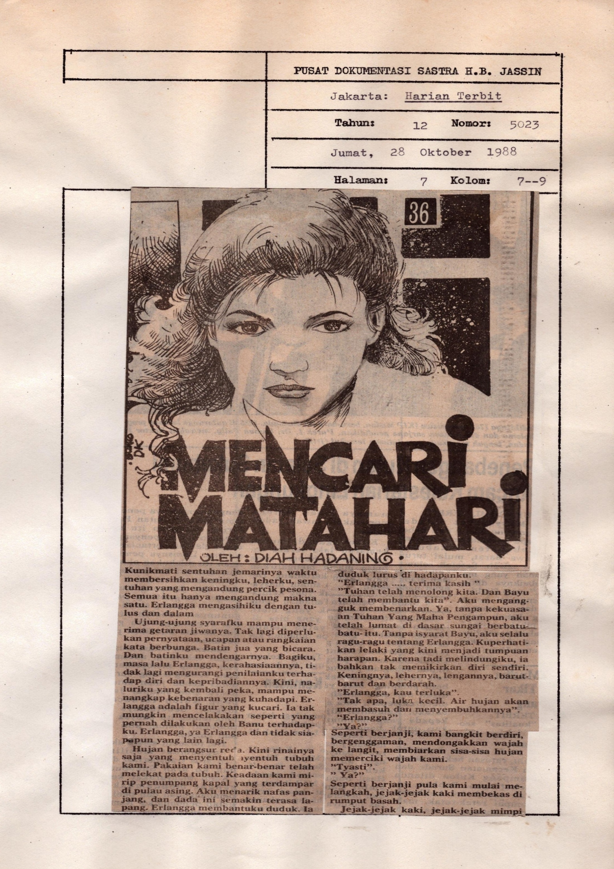 Mencari matahari (bagian 36-40) : Cerbung karya Diah Hadaning